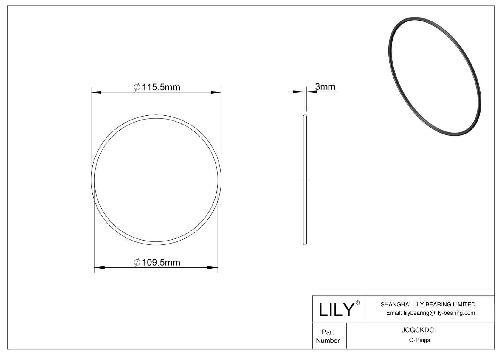 JCGCKDCI Oil Resistant O-Rings Round cad drawing