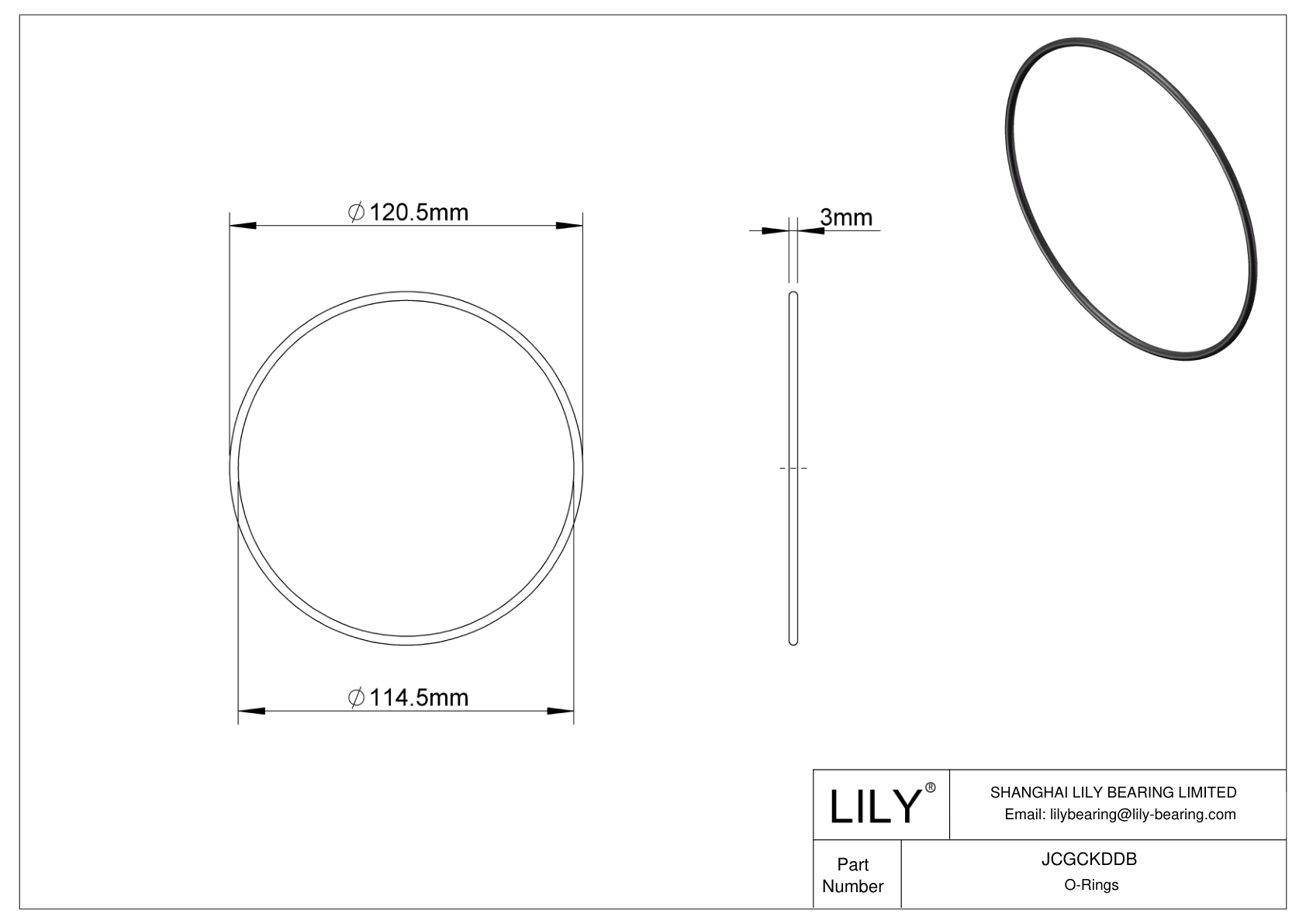 JCGCKDDB Oil Resistant O-Rings Round cad drawing