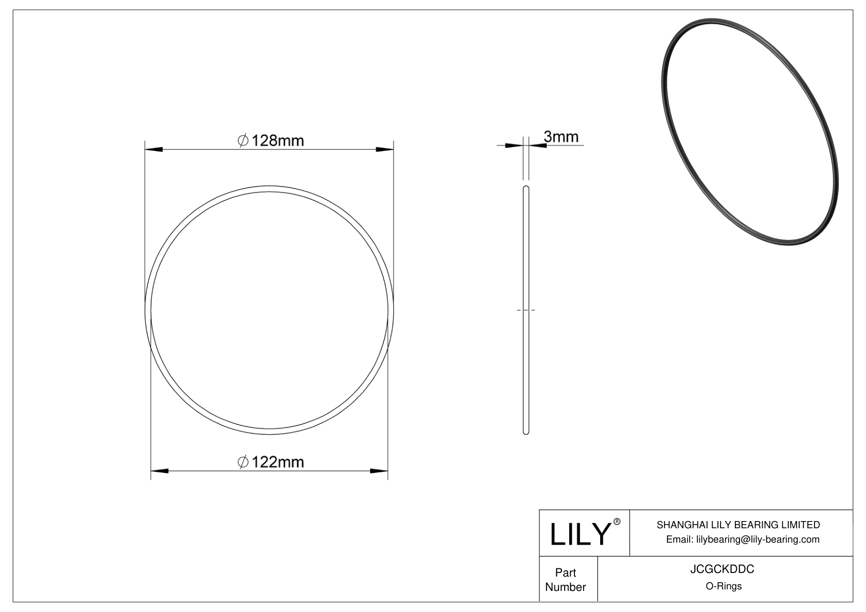 JCGCKDDC Oil Resistant O-Rings Round cad drawing