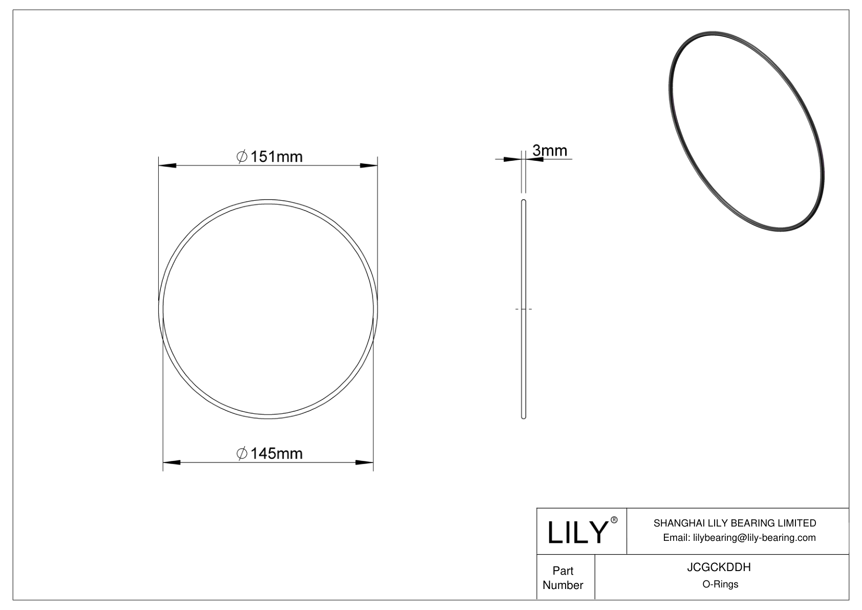 JCGCKDDH Juntas tóricas redondas resistentes al aceite cad drawing