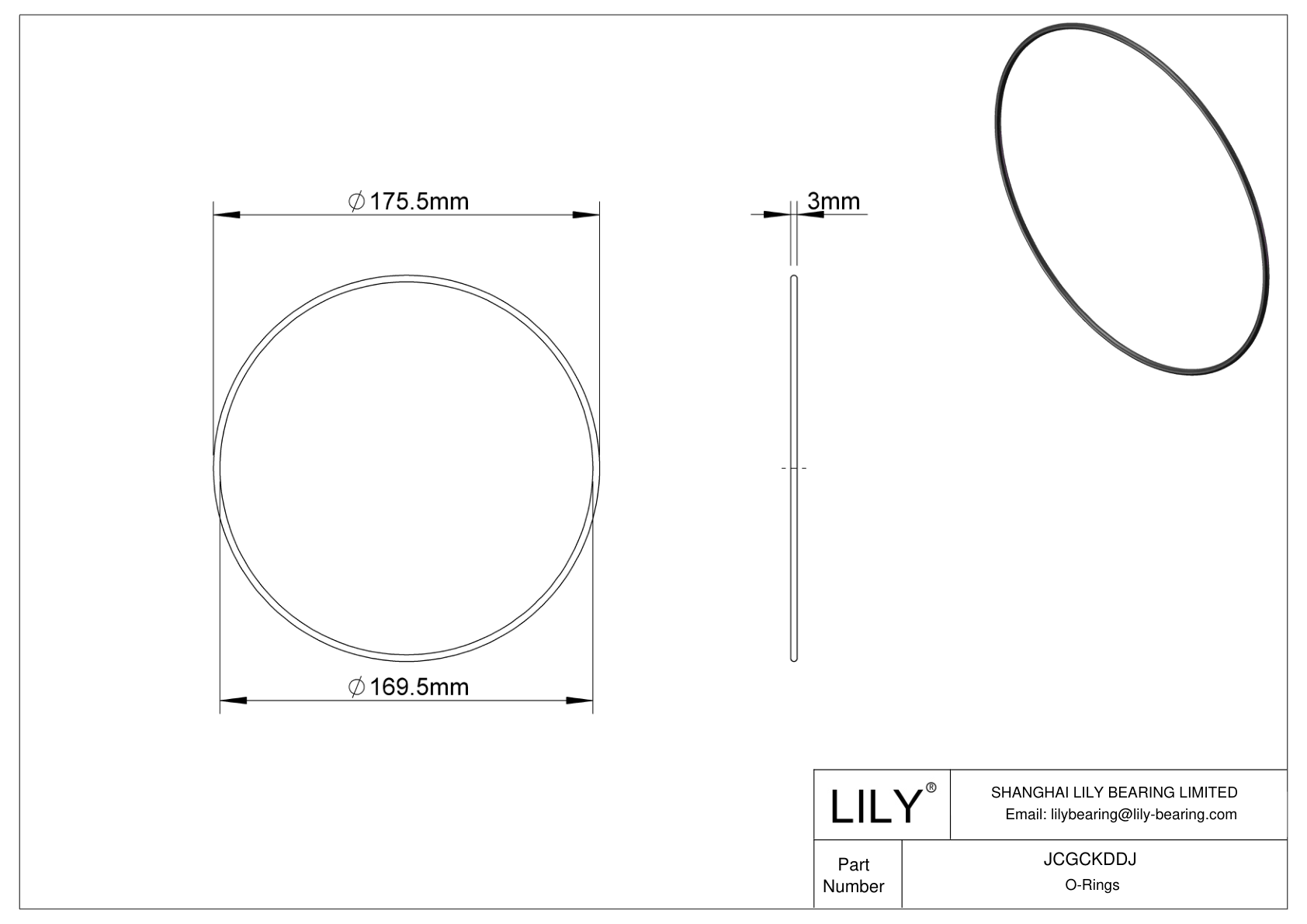 JCGCKDDJ Oil Resistant O-Rings Round cad drawing