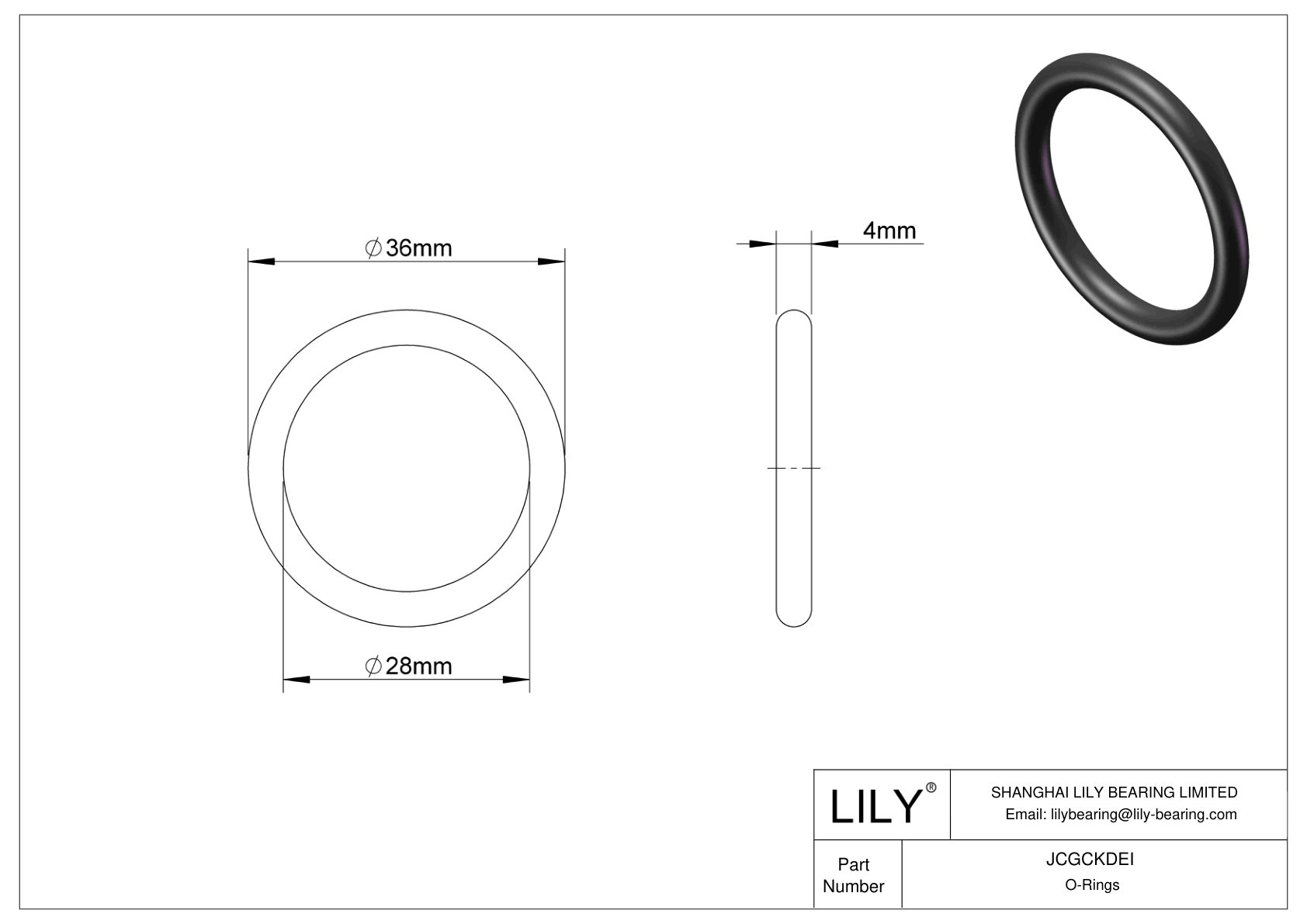 JCGCKDEI Oil Resistant O-Rings Round cad drawing