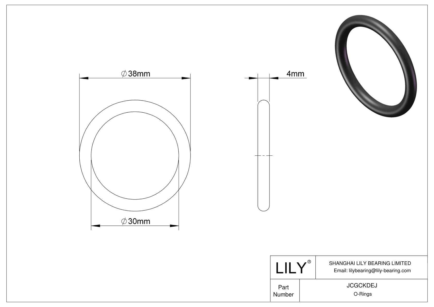 JCGCKDEJ Juntas tóricas redondas resistentes al aceite cad drawing