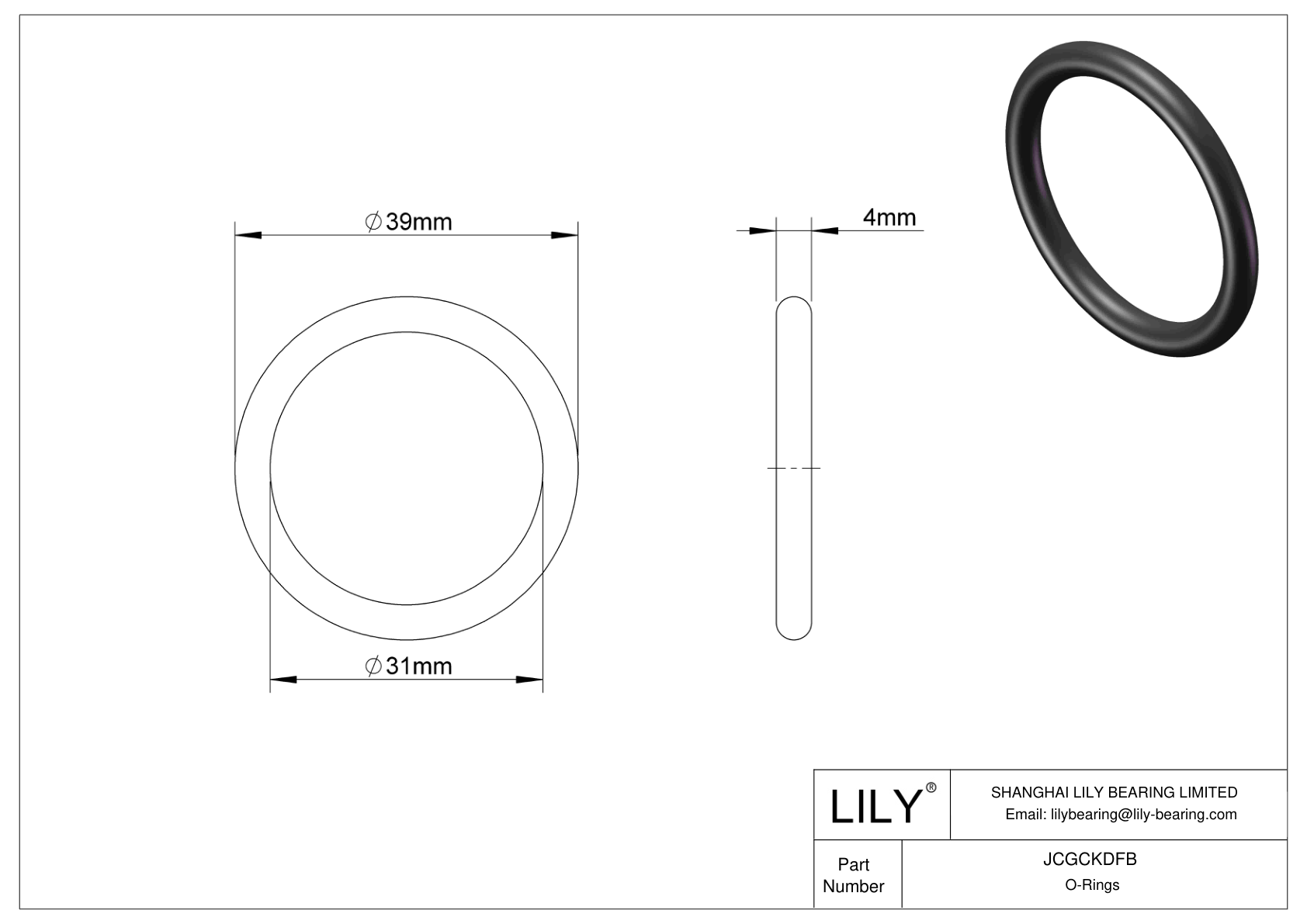 JCGCKDFB Juntas tóricas redondas resistentes al aceite cad drawing