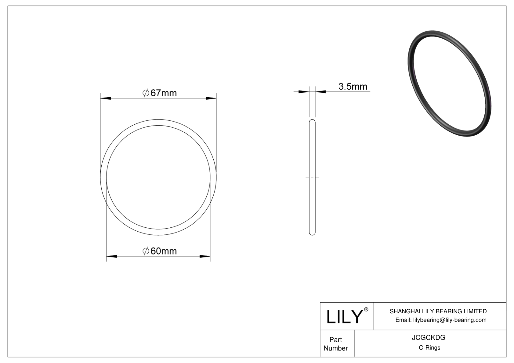 JCGCKDG Oil Resistant O-Rings Round cad drawing