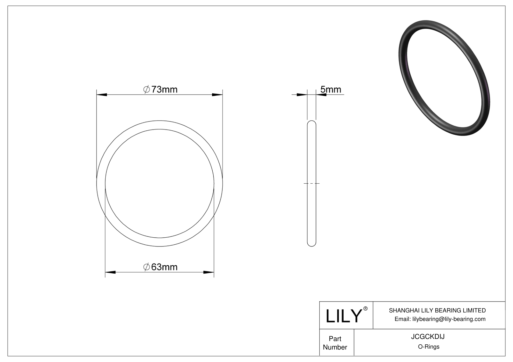 JCGCKDIJ Oil Resistant O-Rings Round cad drawing