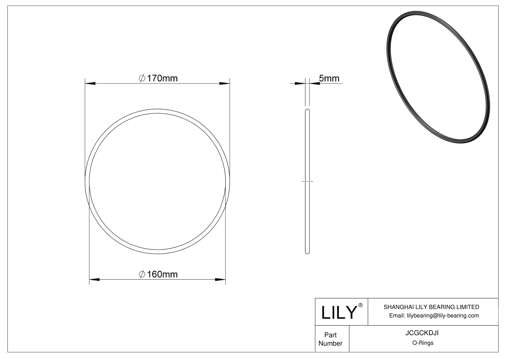 JCGCKDJI Oil Resistant O-Rings Round cad drawing