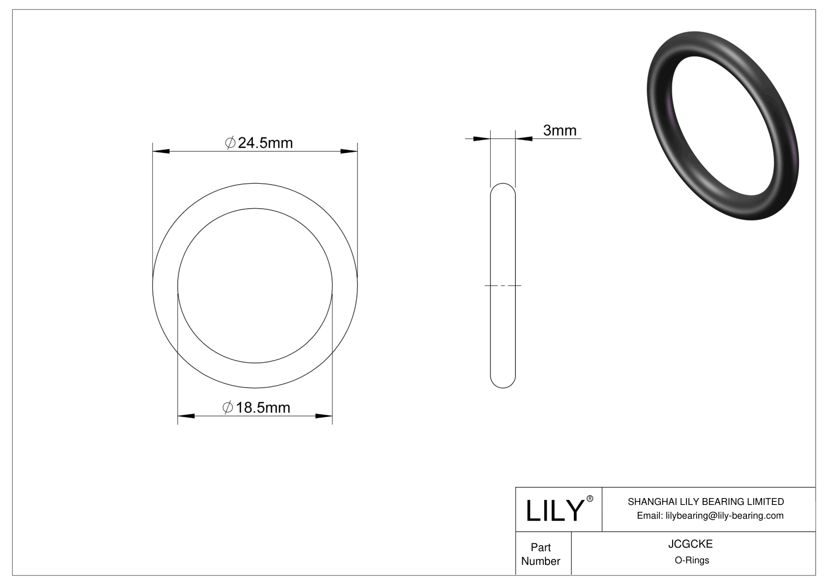 JCGCKE Oil Resistant O-Rings Round cad drawing