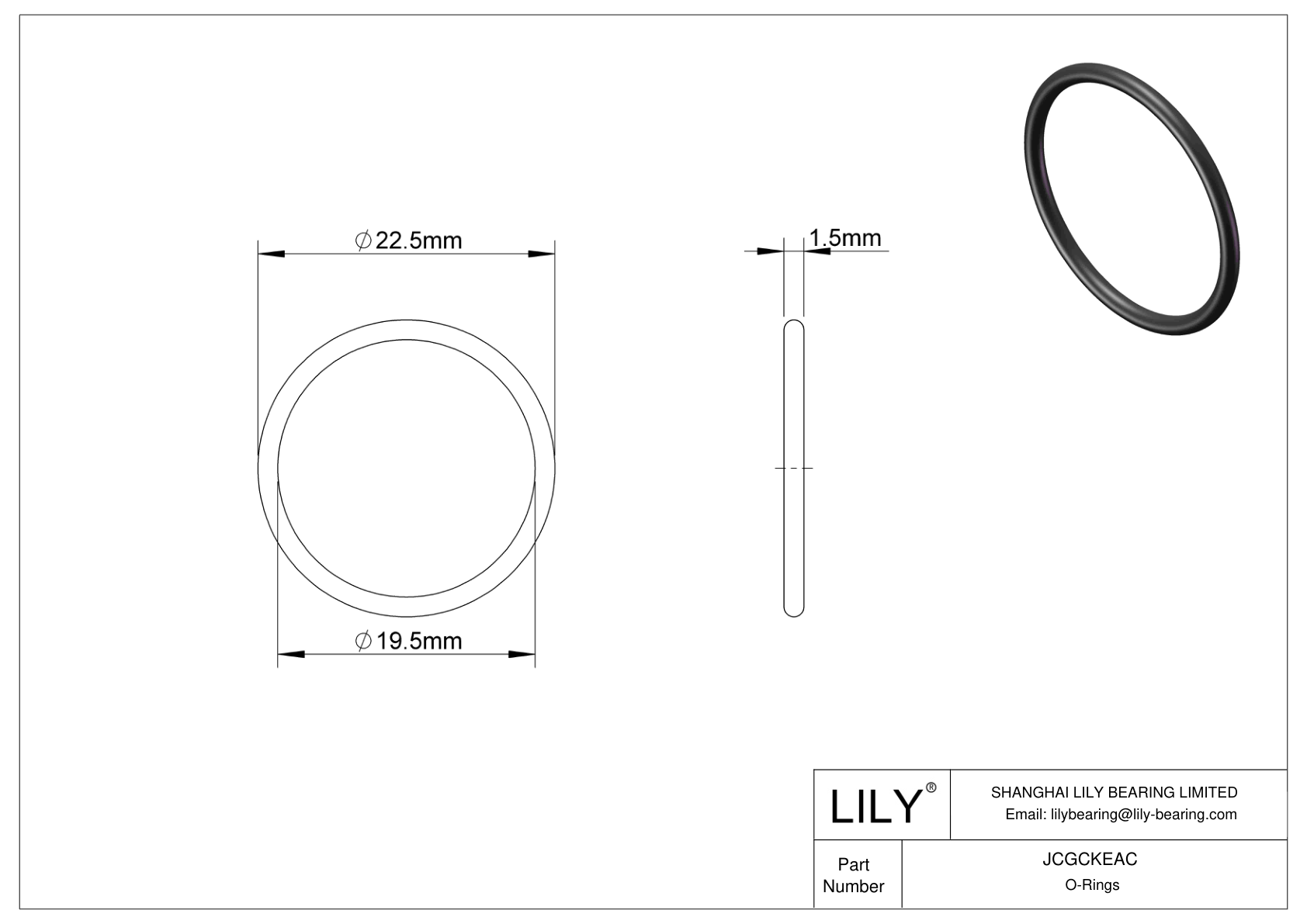 JCGCKEAC Oil Resistant O-Rings Round cad drawing