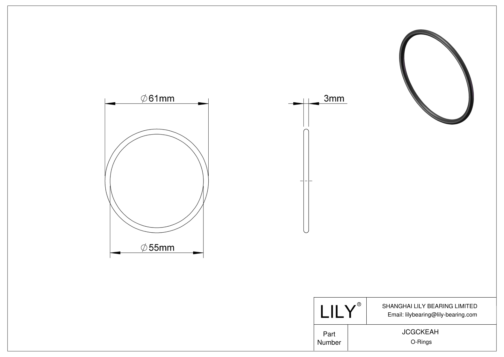 JCGCKEAH Oil Resistant O-Rings Round cad drawing