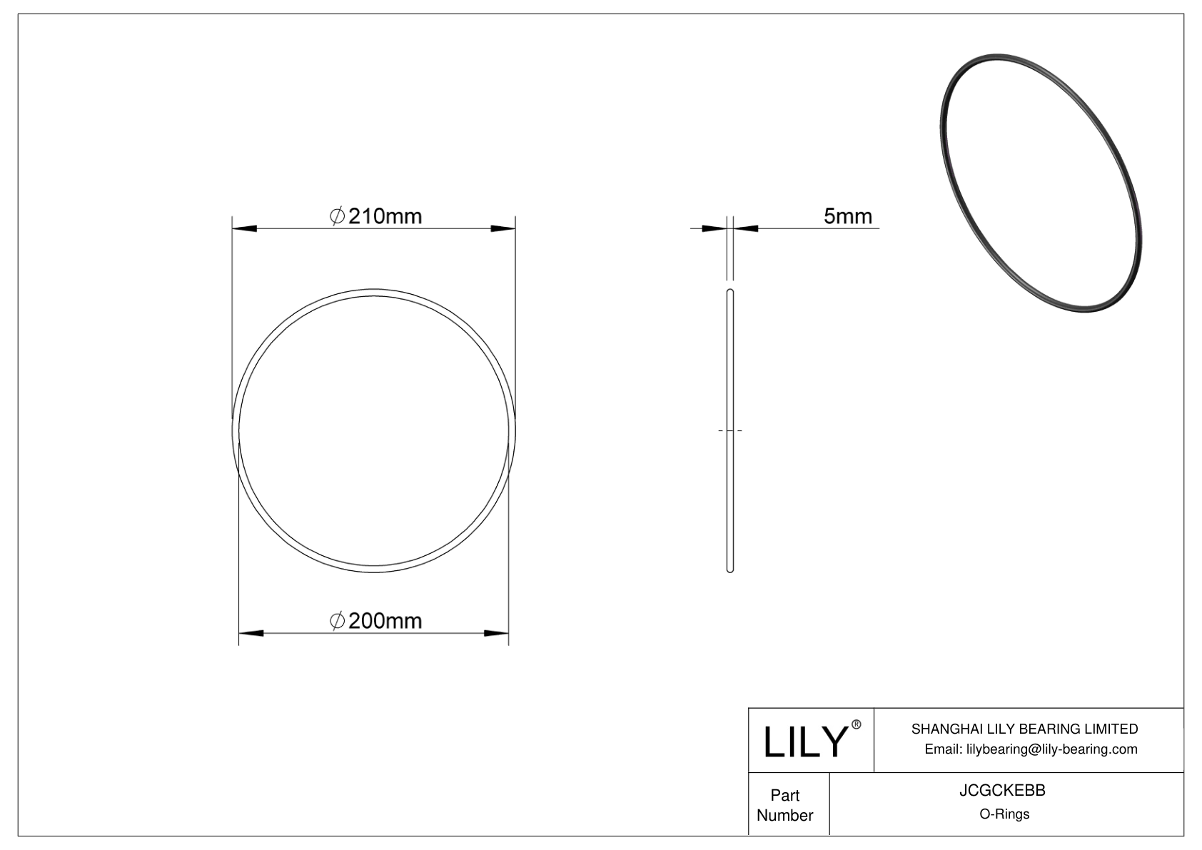 JCGCKEBB Oil Resistant O-Rings Round cad drawing