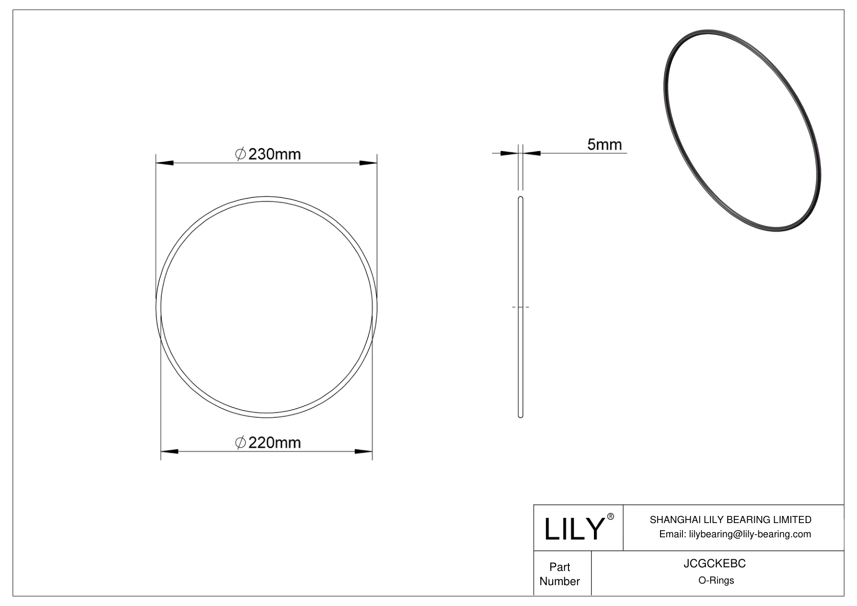 JCGCKEBC Oil Resistant O-Rings Round cad drawing