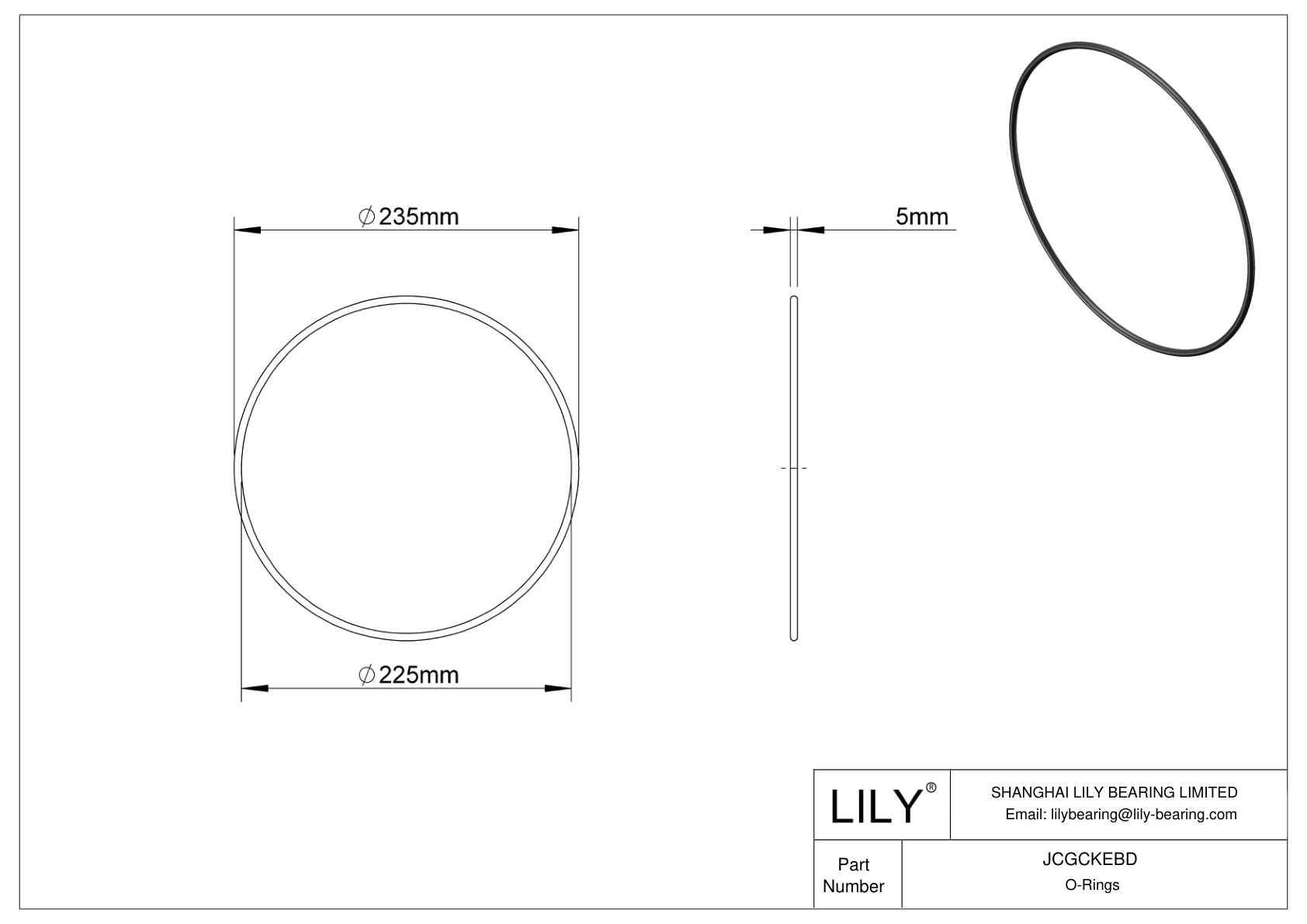 JCGCKEBD Oil Resistant O-Rings Round cad drawing