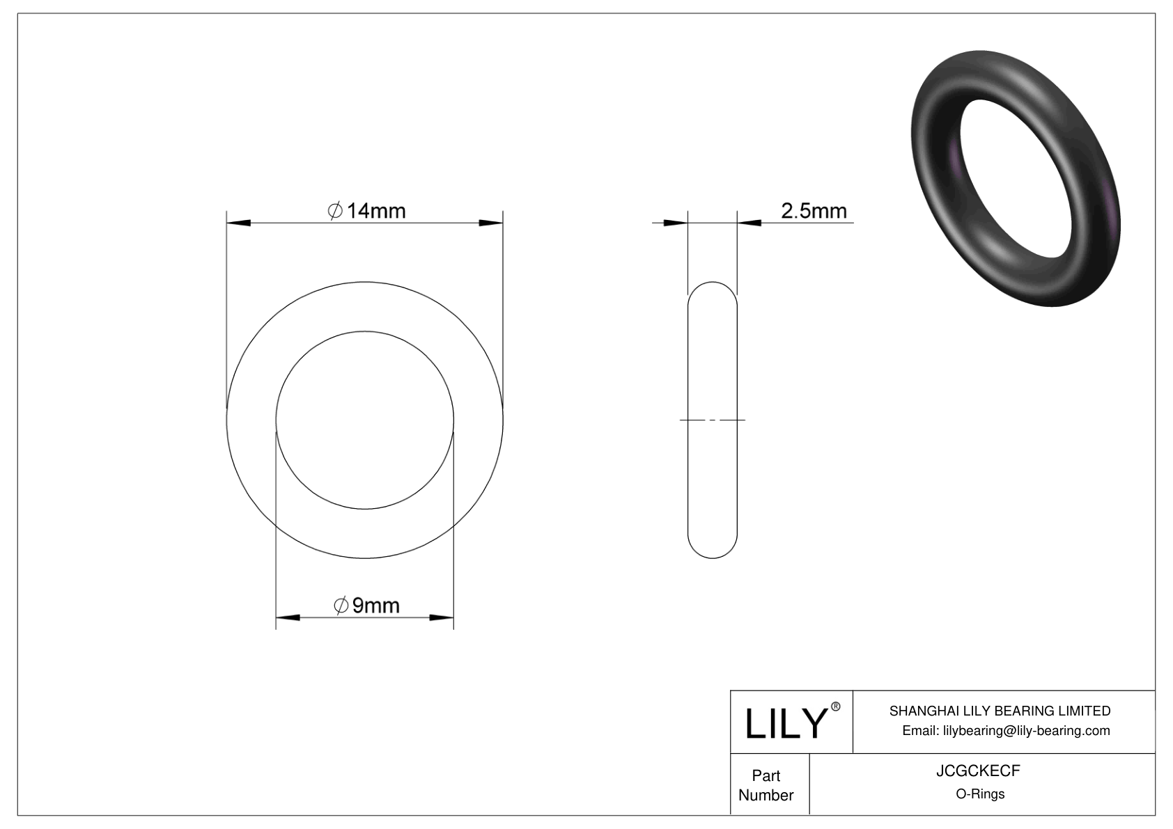 JCGCKECF Oil Resistant O-Rings Round cad drawing