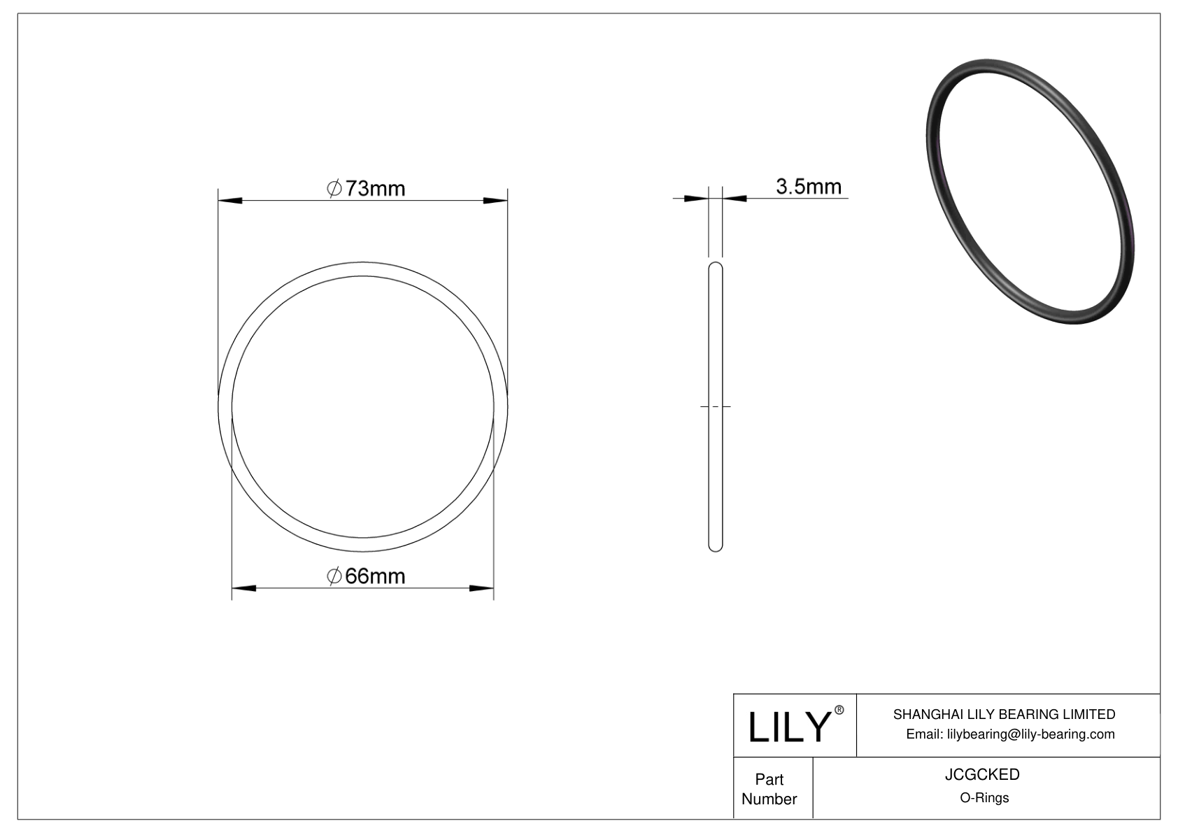 JCGCKED Oil Resistant O-Rings Round cad drawing