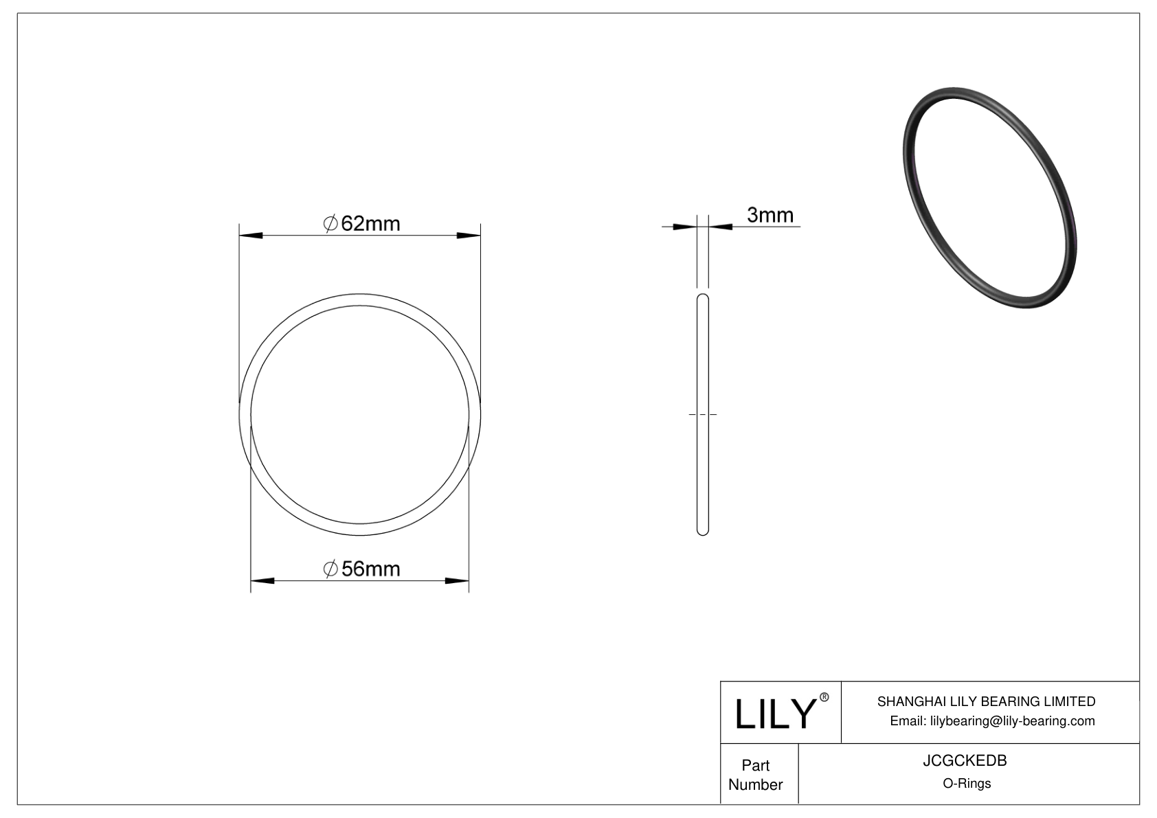 JCGCKEDB Oil Resistant O-Rings Round cad drawing