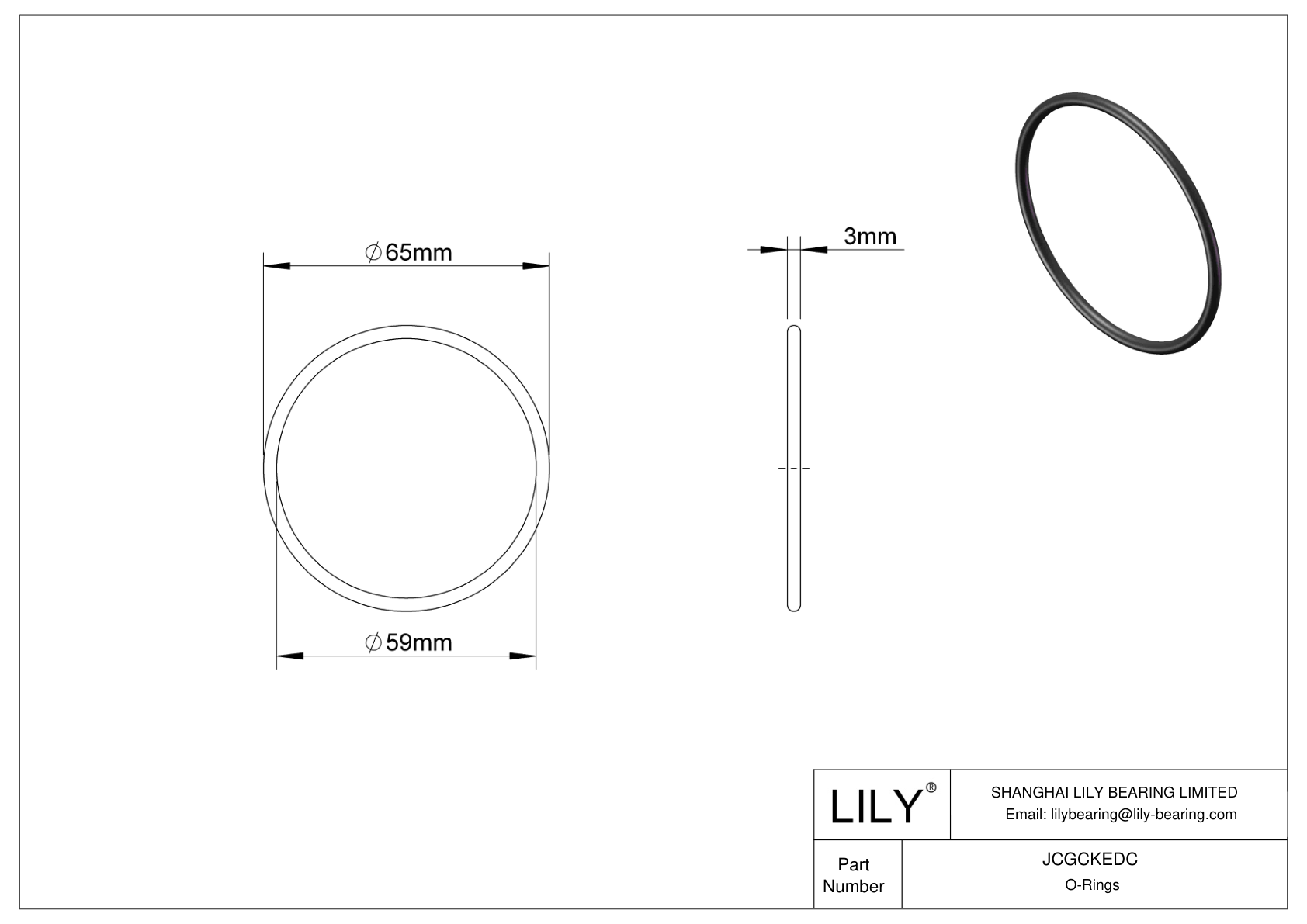 JCGCKEDC Oil Resistant O-Rings Round cad drawing