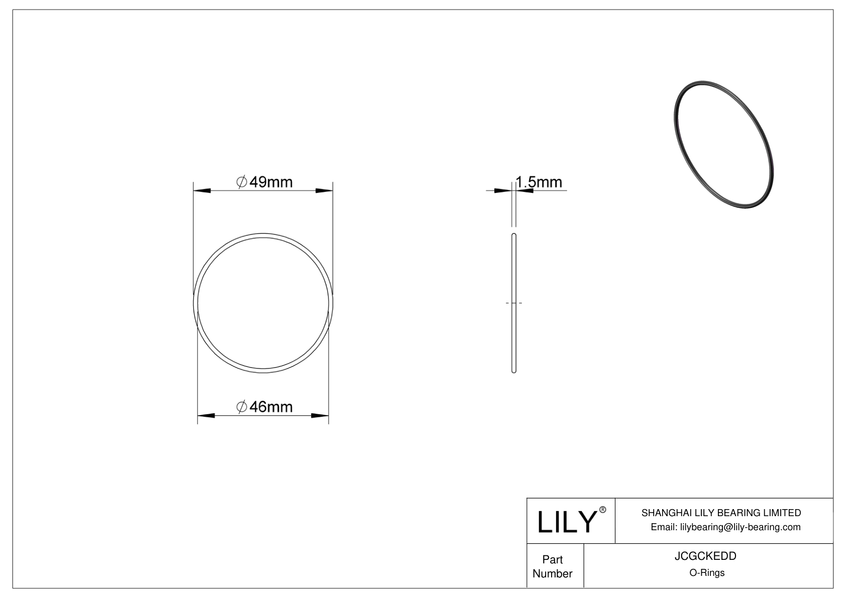 JCGCKEDD Oil Resistant O-Rings Round cad drawing