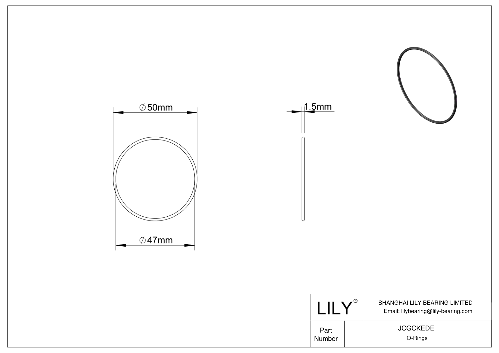 JCGCKEDE Oil Resistant O-Rings Round cad drawing