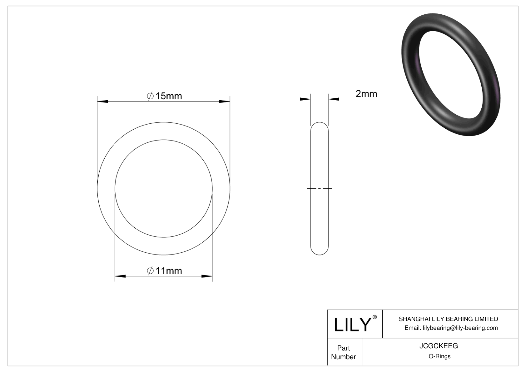 JCGCKEEG Oil Resistant O-Rings Round cad drawing