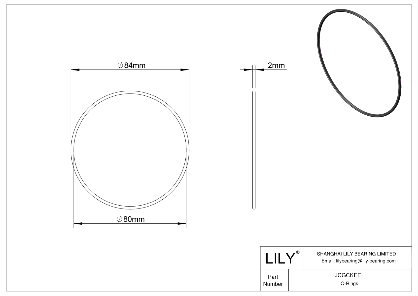 JCGCKEEI Oil Resistant O-Rings Round cad drawing