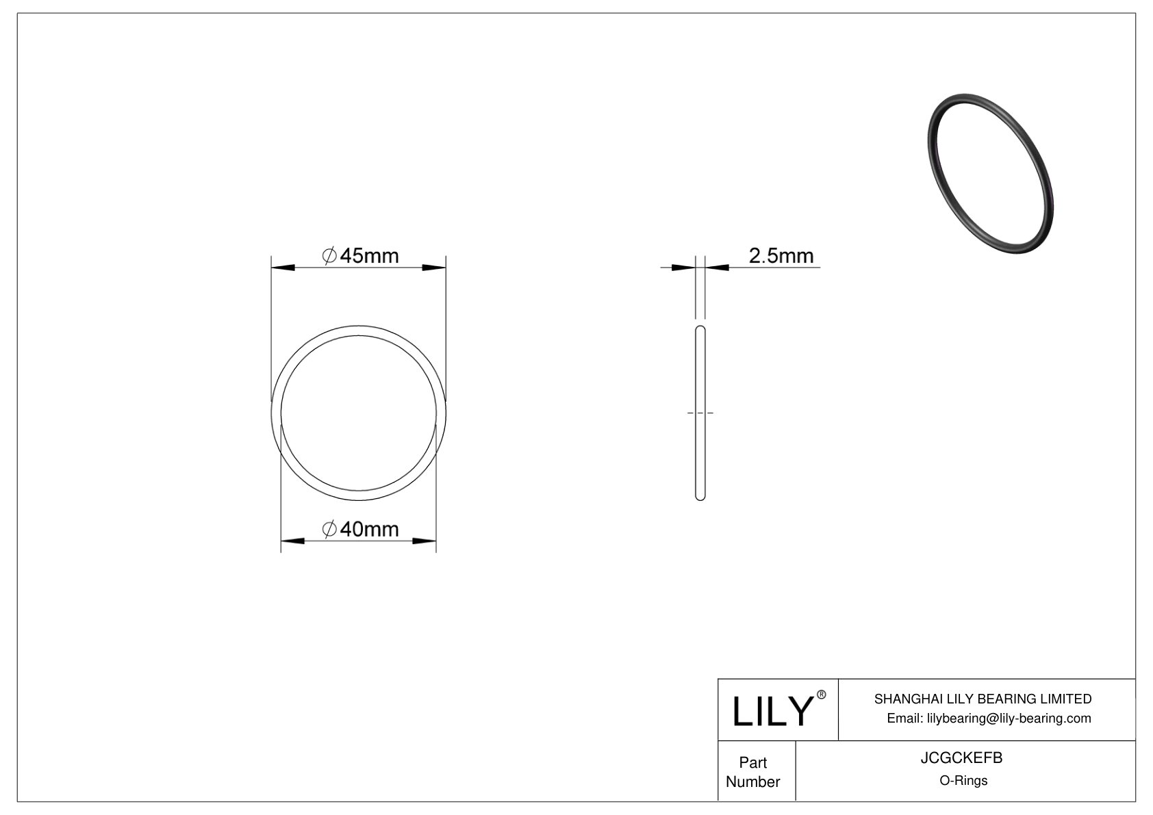 JCGCKEFB Oil Resistant O-Rings Round cad drawing