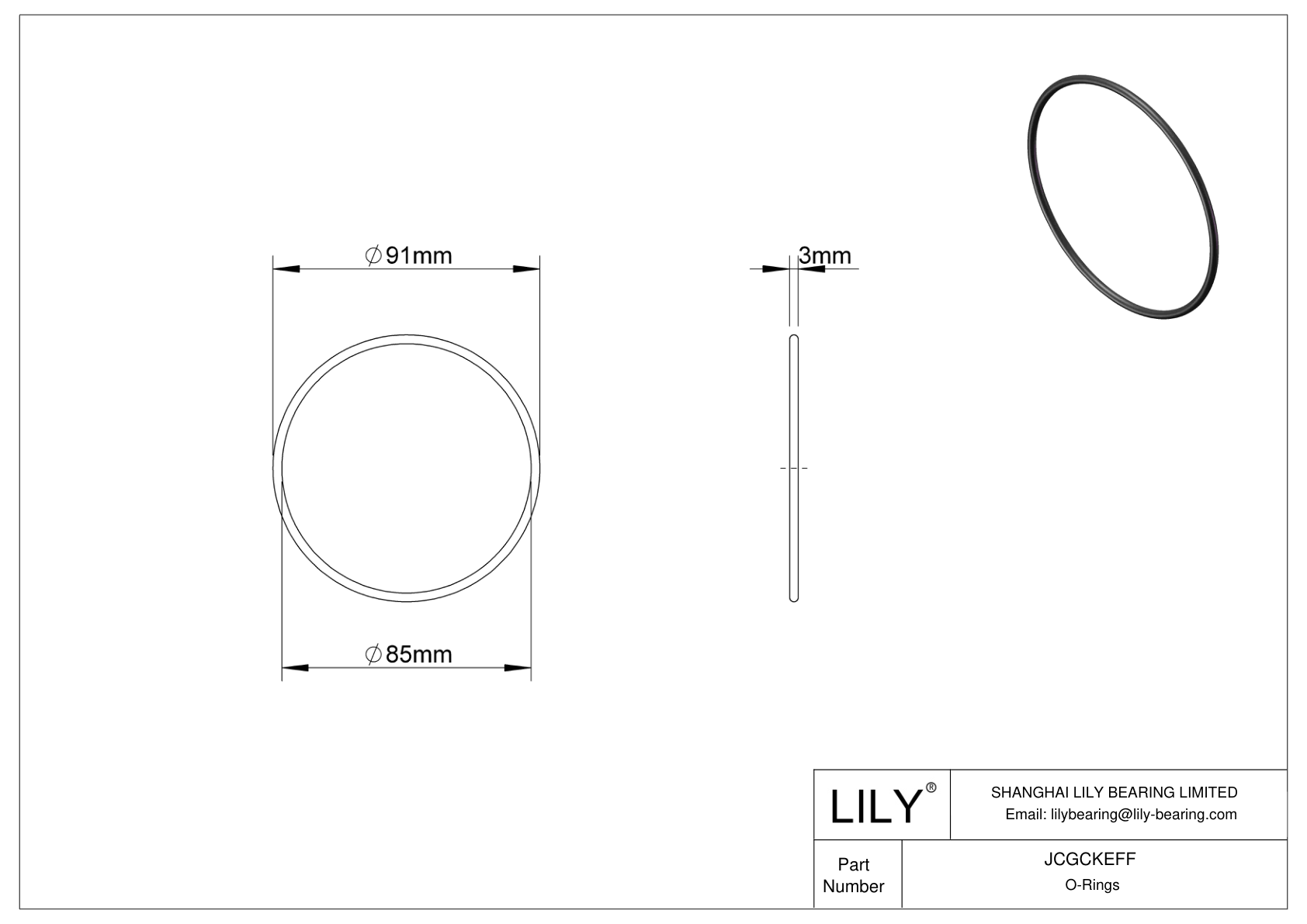 JCGCKEFF Oil Resistant O-Rings Round cad drawing