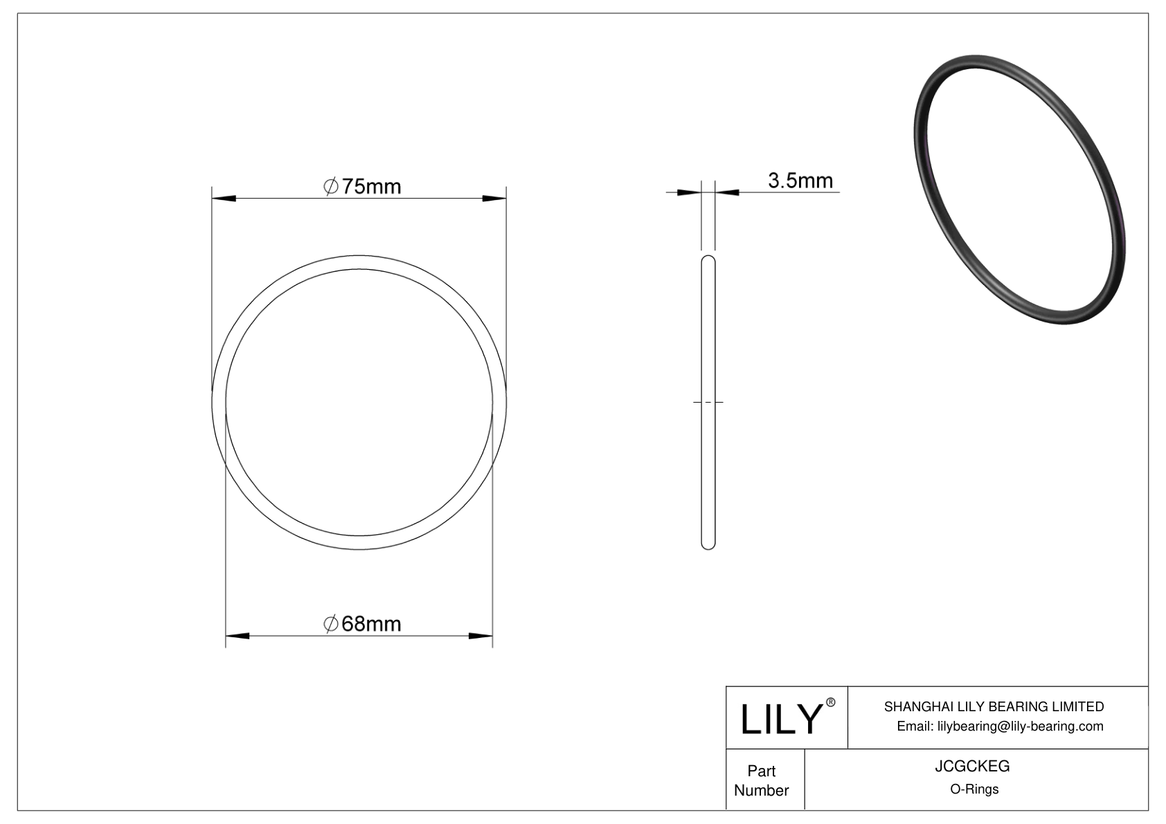 JCGCKEG Oil Resistant O-Rings Round cad drawing