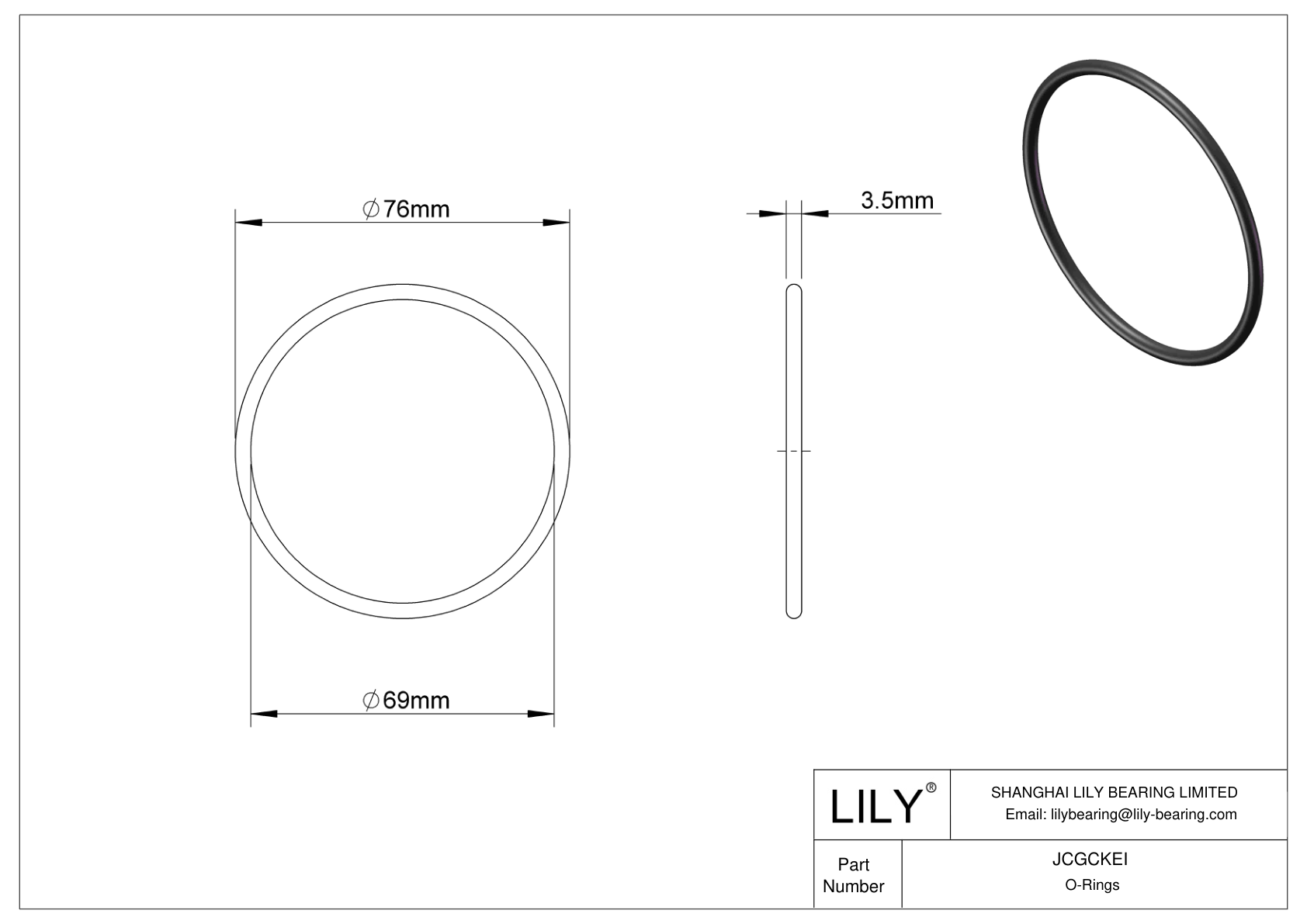 JCGCKEI Oil Resistant O-Rings Round cad drawing