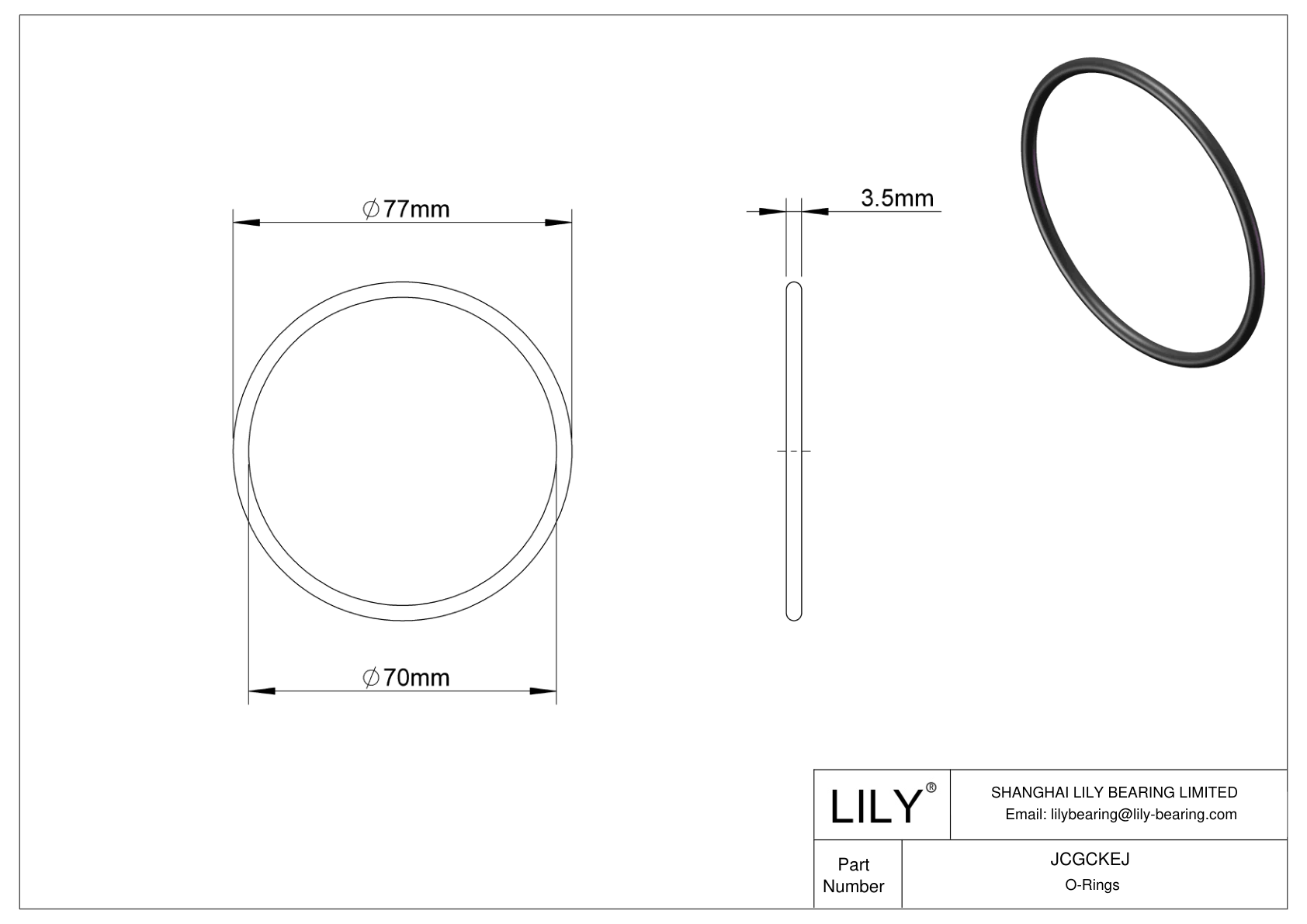 JCGCKEJ Oil Resistant O-Rings Round cad drawing