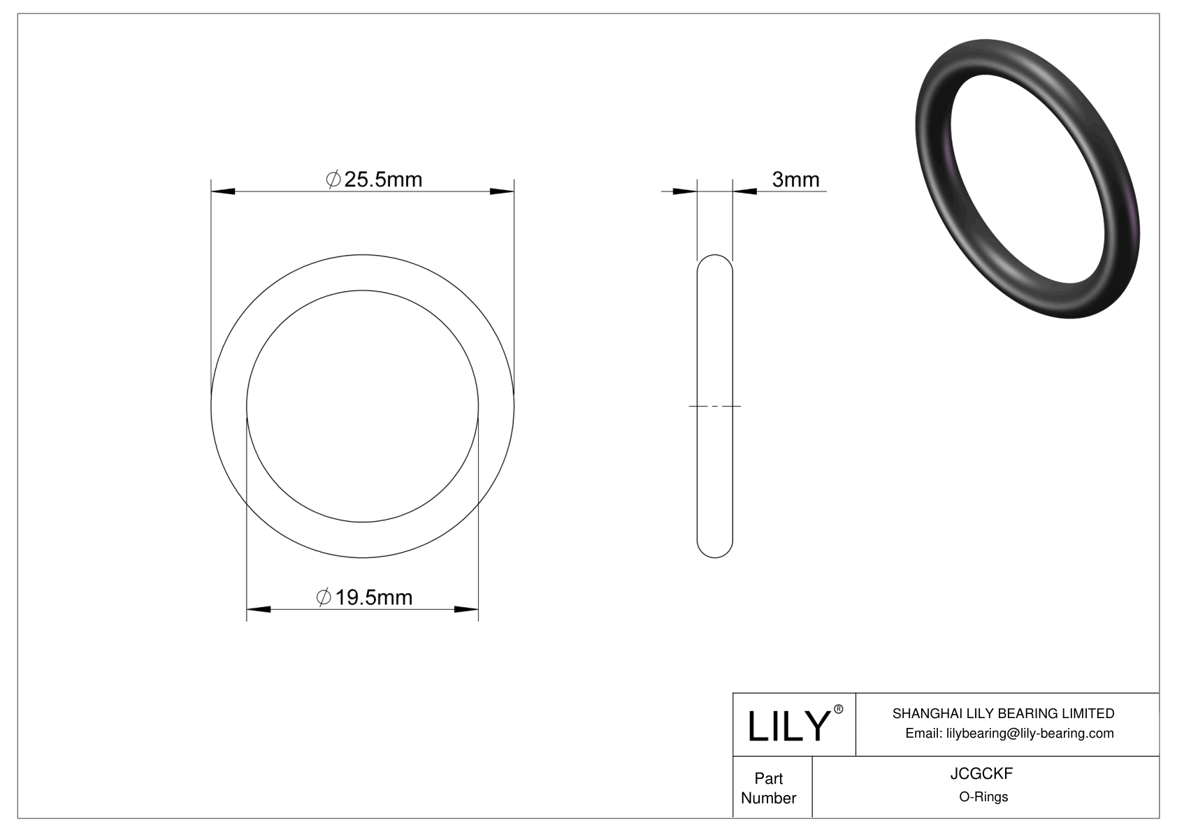 JCGCKF Oil Resistant O-Rings Round cad drawing