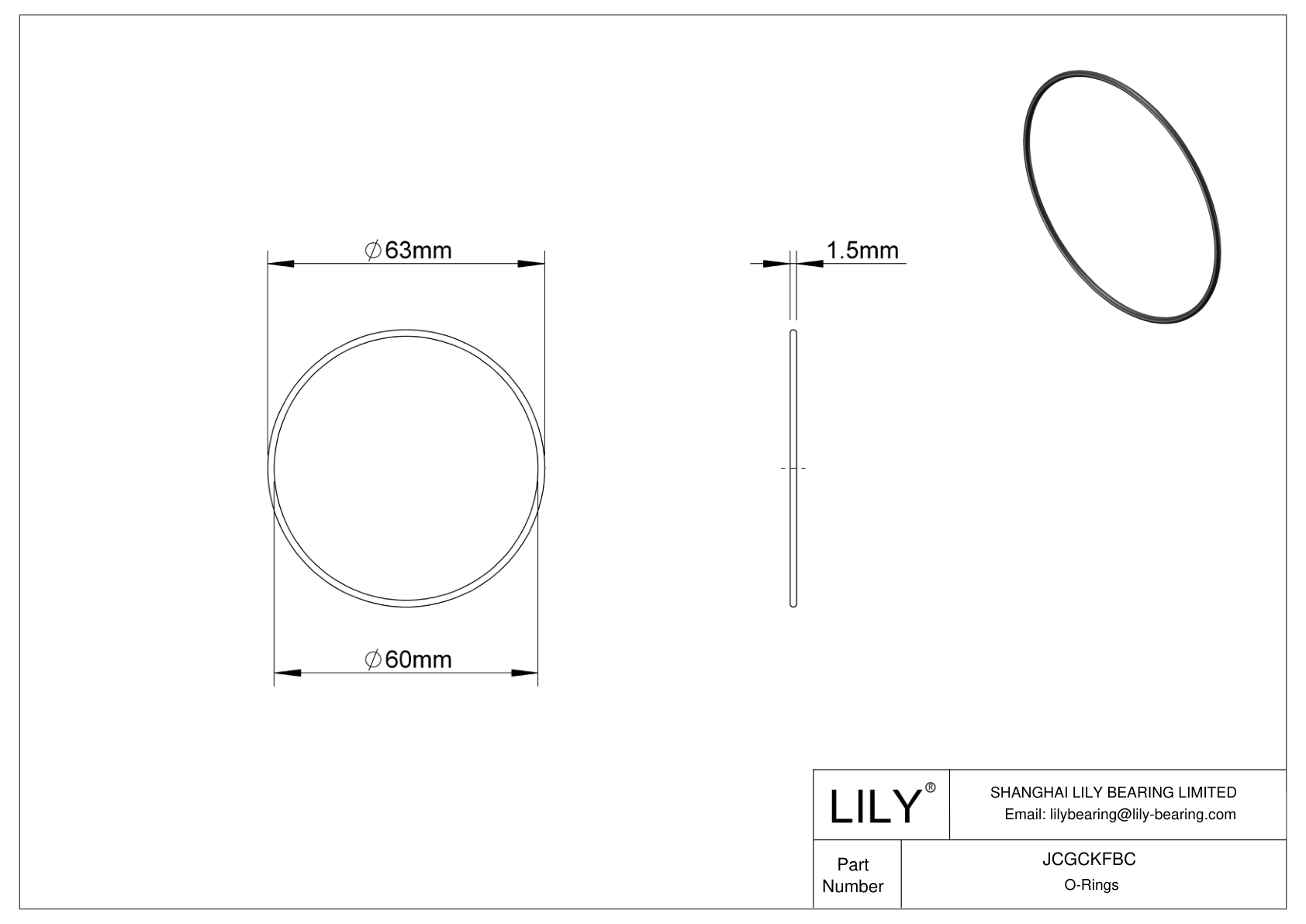 JCGCKFBC Oil Resistant O-Rings Round cad drawing