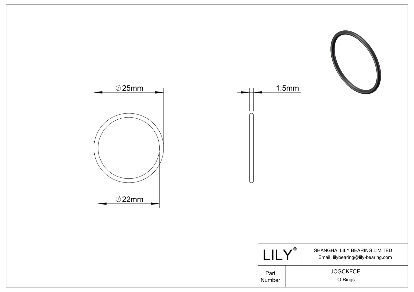 JCGCKFCF Oil Resistant O-Rings Round cad drawing