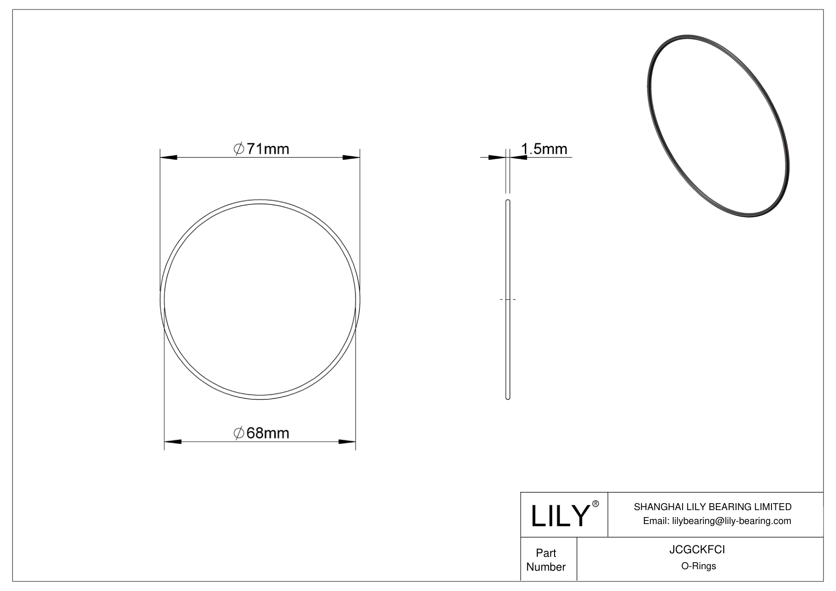 JCGCKFCI Oil Resistant O-Rings Round cad drawing