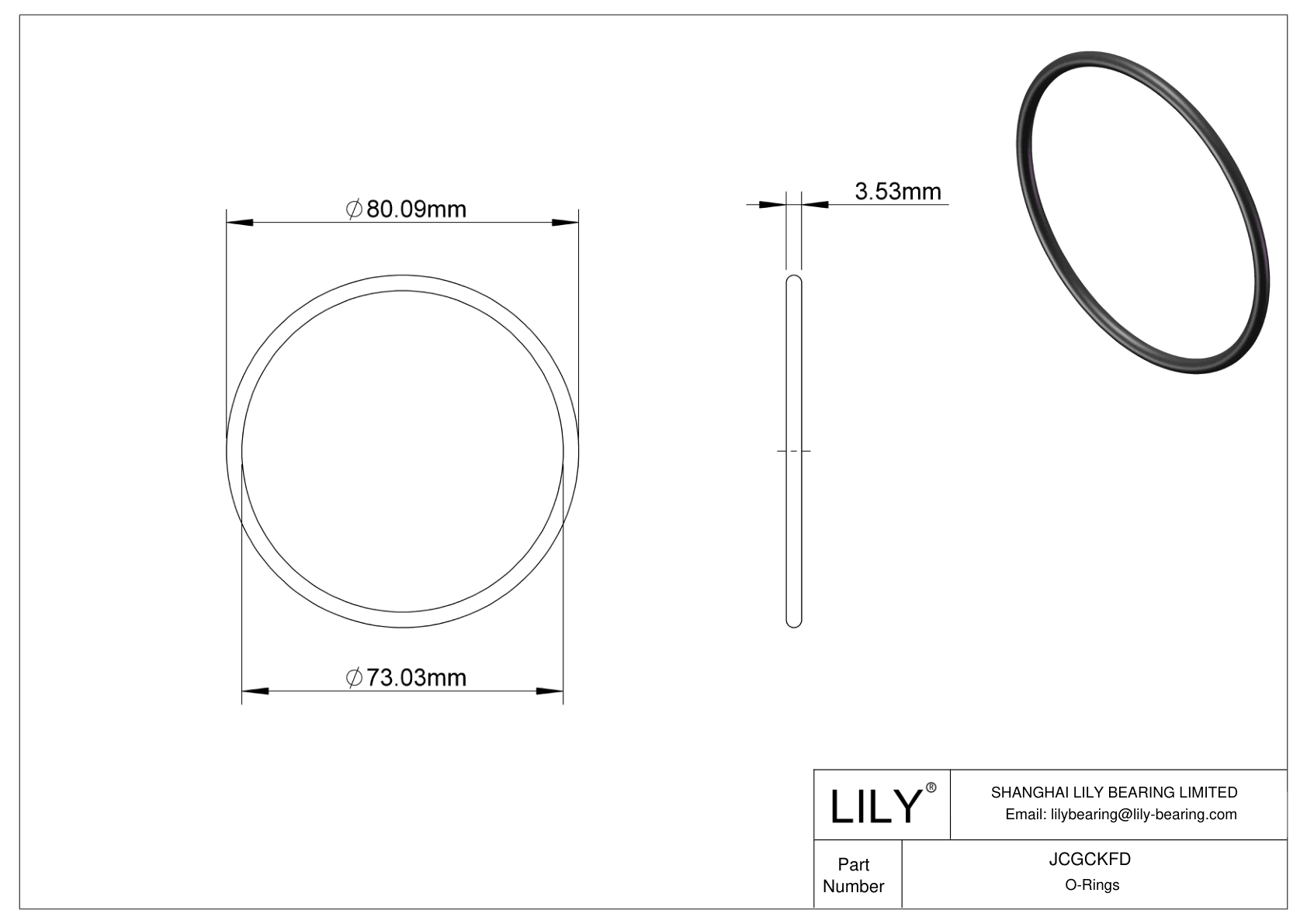 JCGCKFD Juntas tóricas redondas resistentes al aceite cad drawing