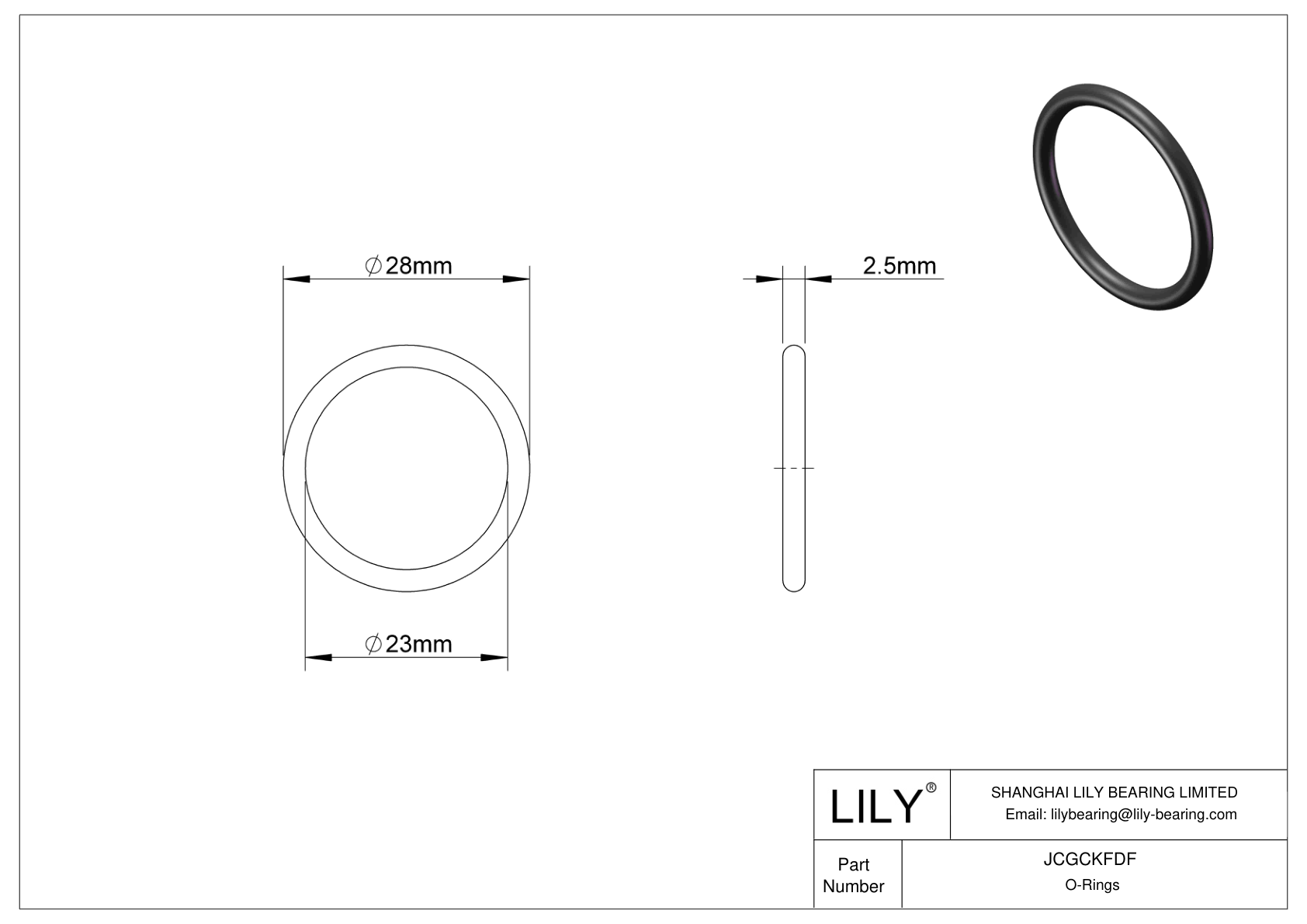 JCGCKFDF Oil Resistant O-Rings Round cad drawing