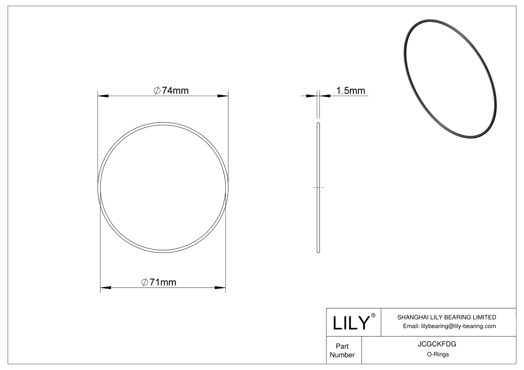 JCGCKFDG Oil Resistant O-Rings Round cad drawing