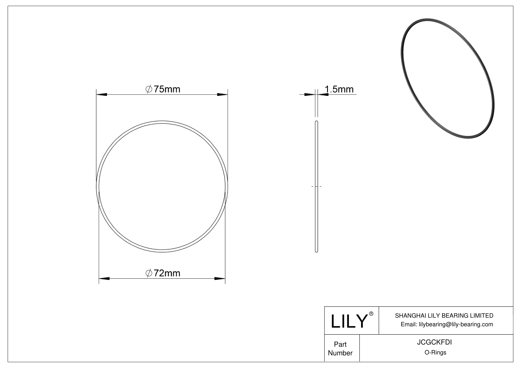 JCGCKFDI Oil Resistant O-Rings Round cad drawing