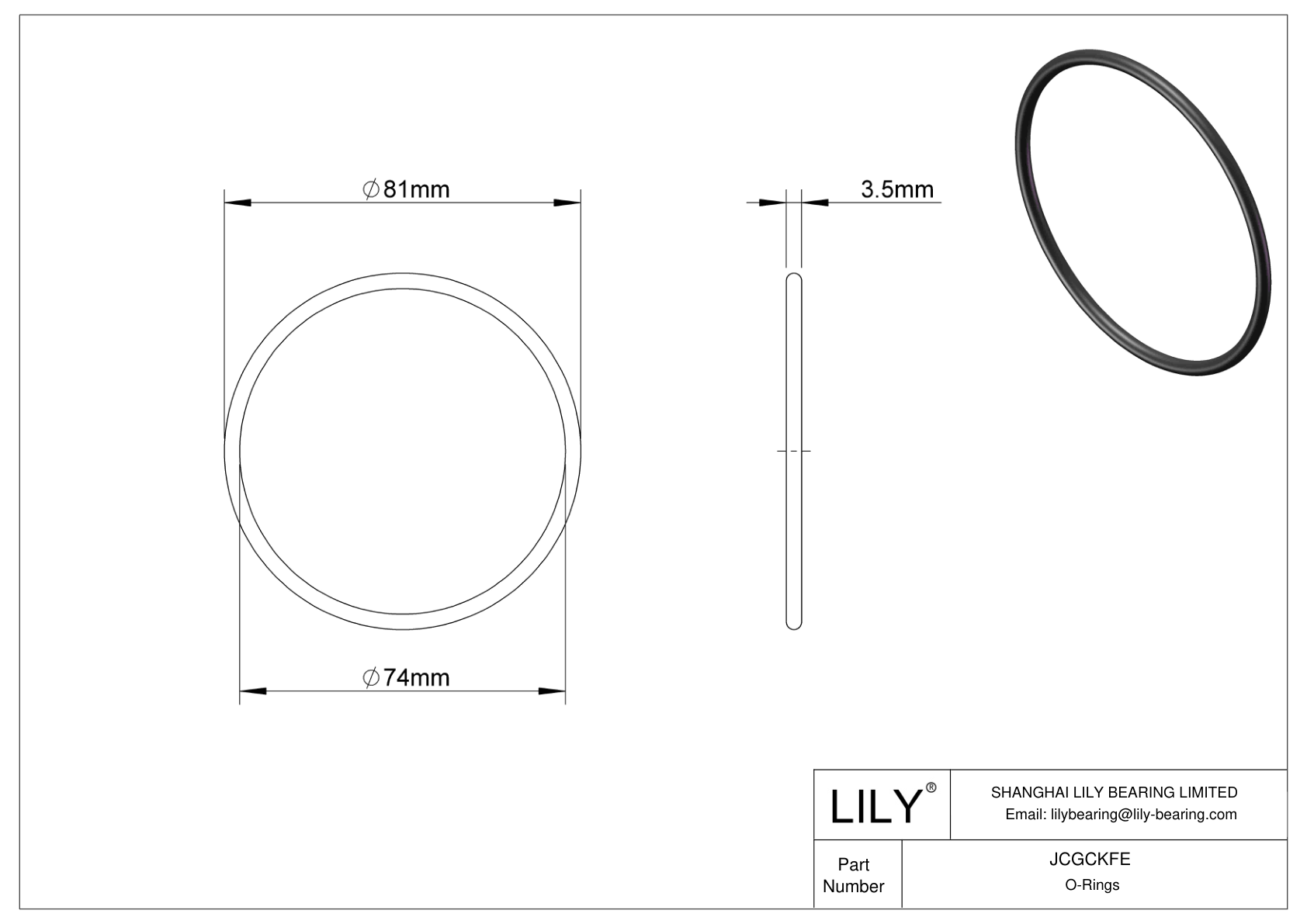 JCGCKFE Juntas tóricas redondas resistentes al aceite cad drawing