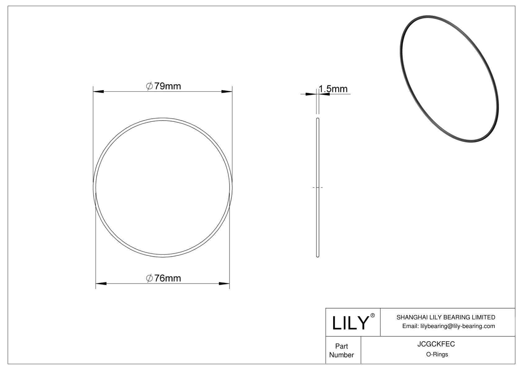 JCGCKFEC Oil Resistant O-Rings Round cad drawing