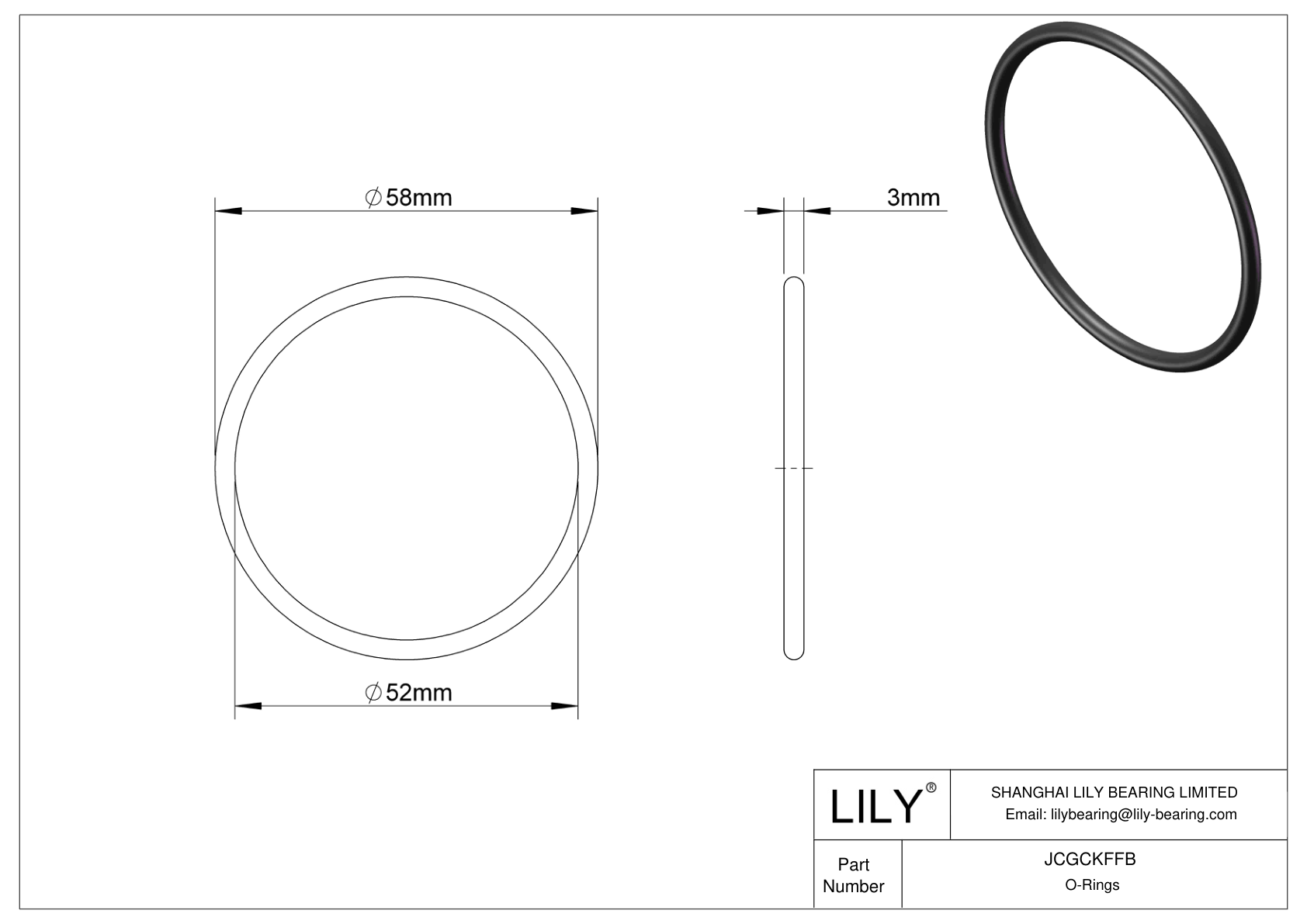 JCGCKFFB Oil Resistant O-Rings Round cad drawing