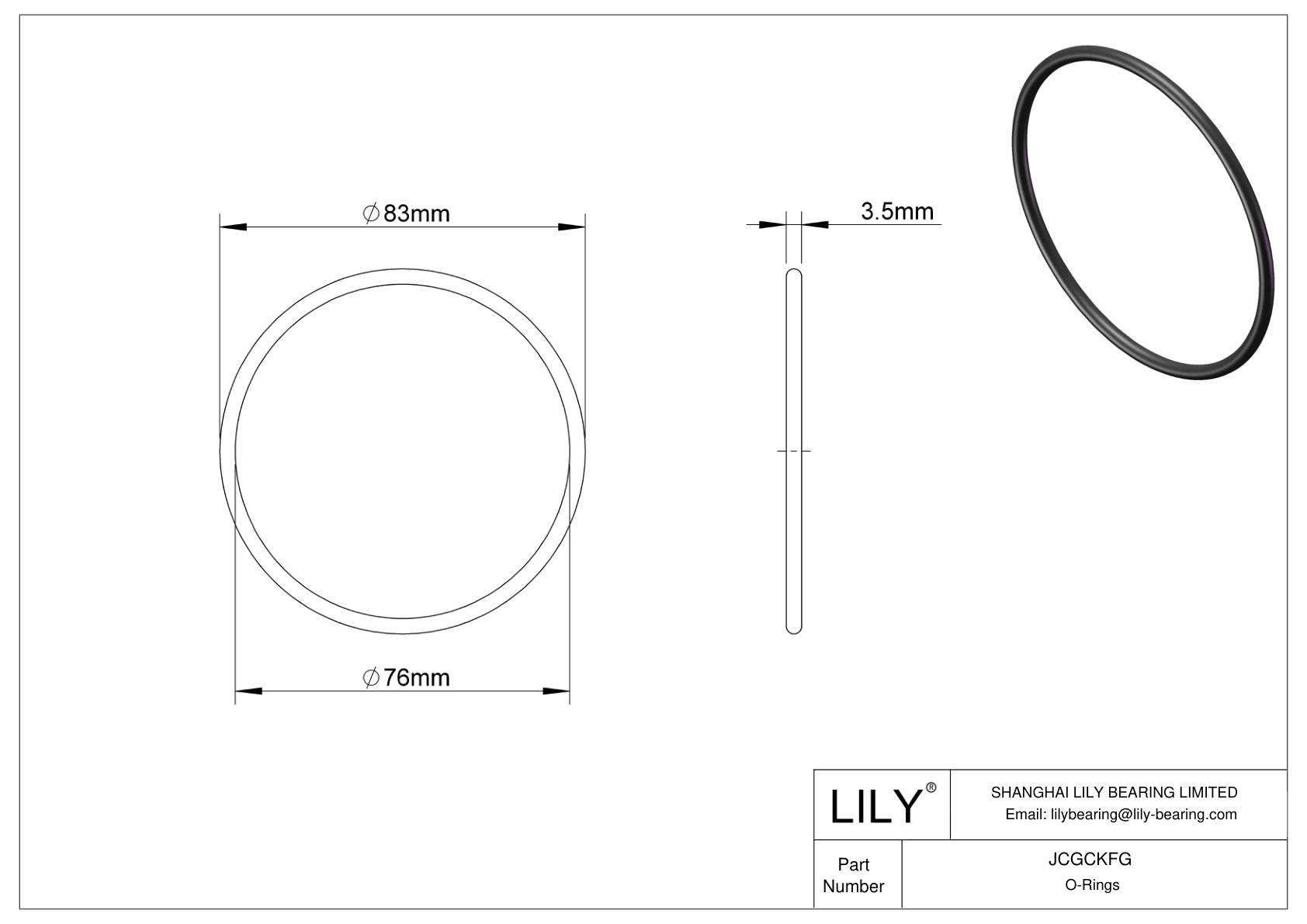 JCGCKFG Oil Resistant O-Rings Round cad drawing