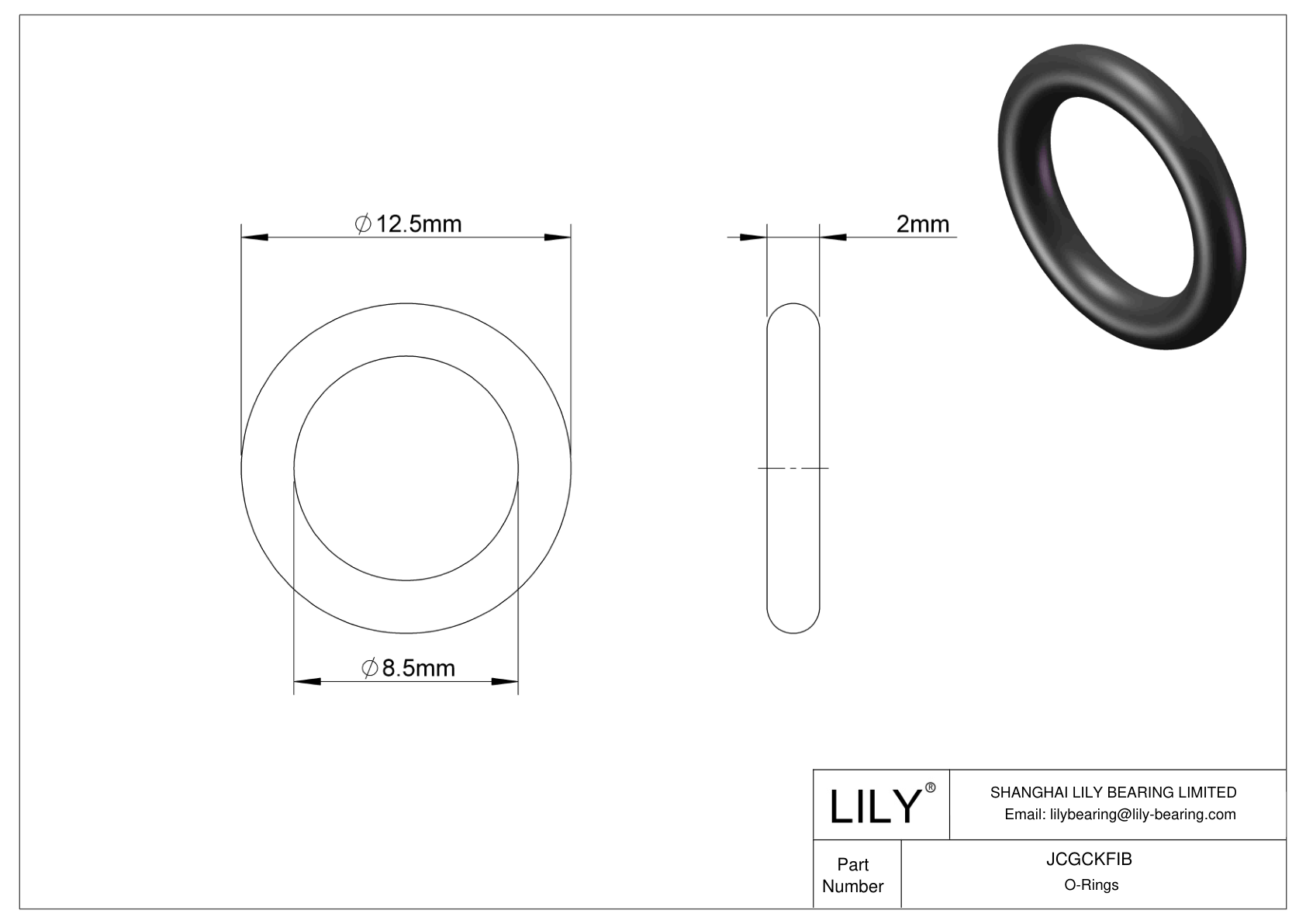 JCGCKFIB Oil Resistant O-Rings Round cad drawing