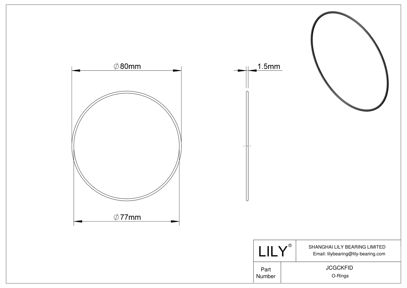 JCGCKFID Oil Resistant O-Rings Round cad drawing