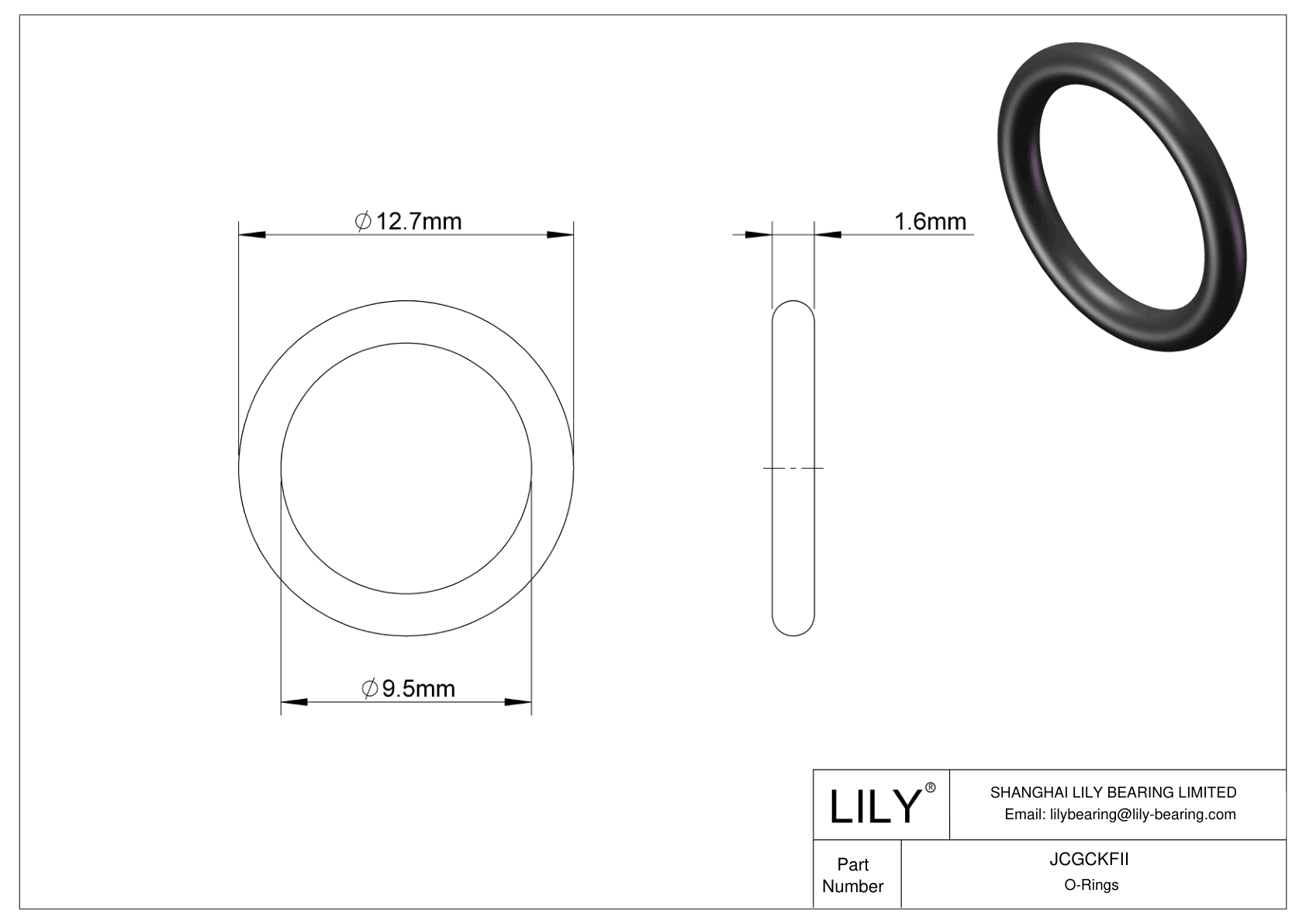 JCGCKFII Oil Resistant O-Rings Round cad drawing