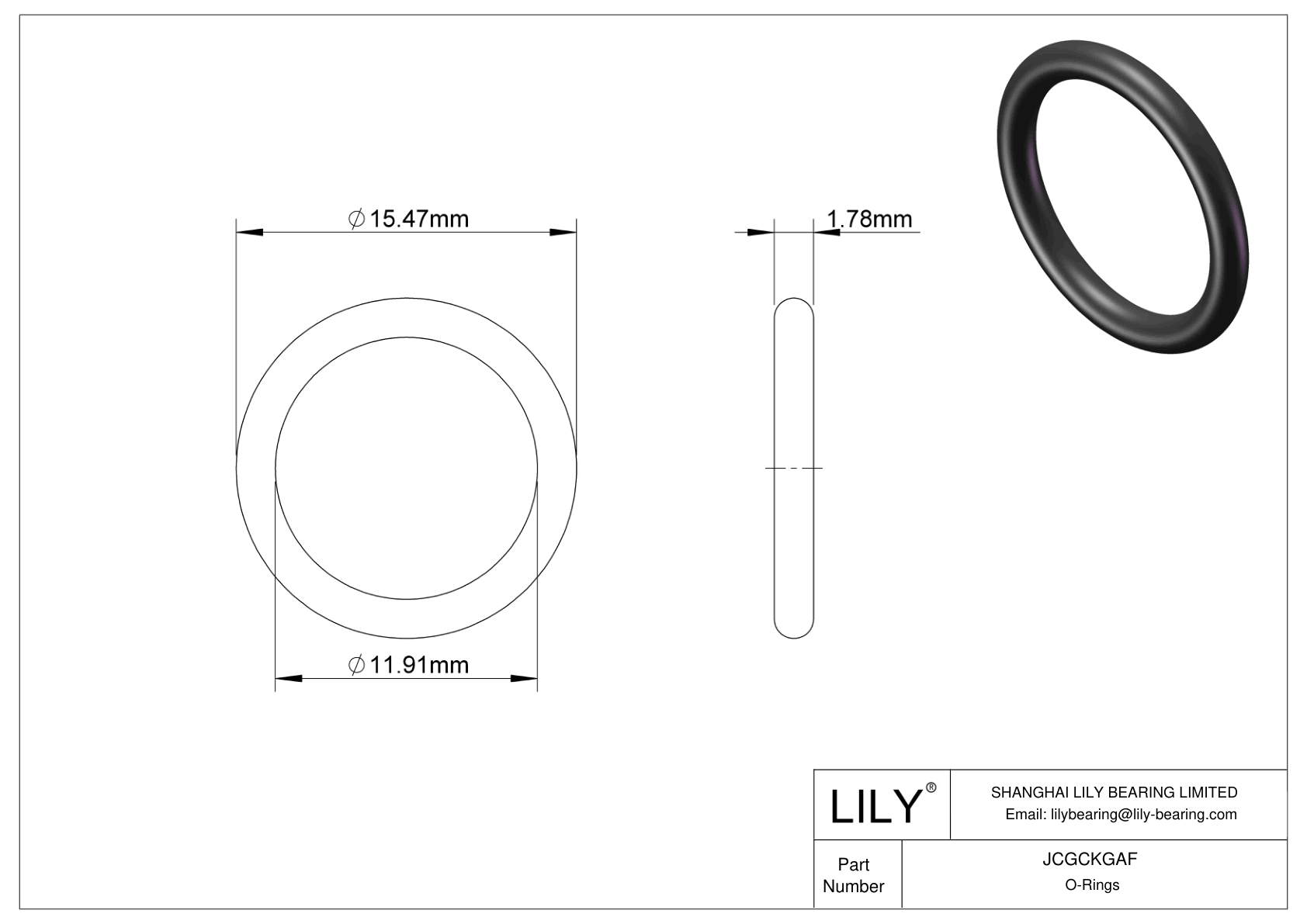 JCGCKGAF Juntas tóricas redondas resistentes al aceite cad drawing