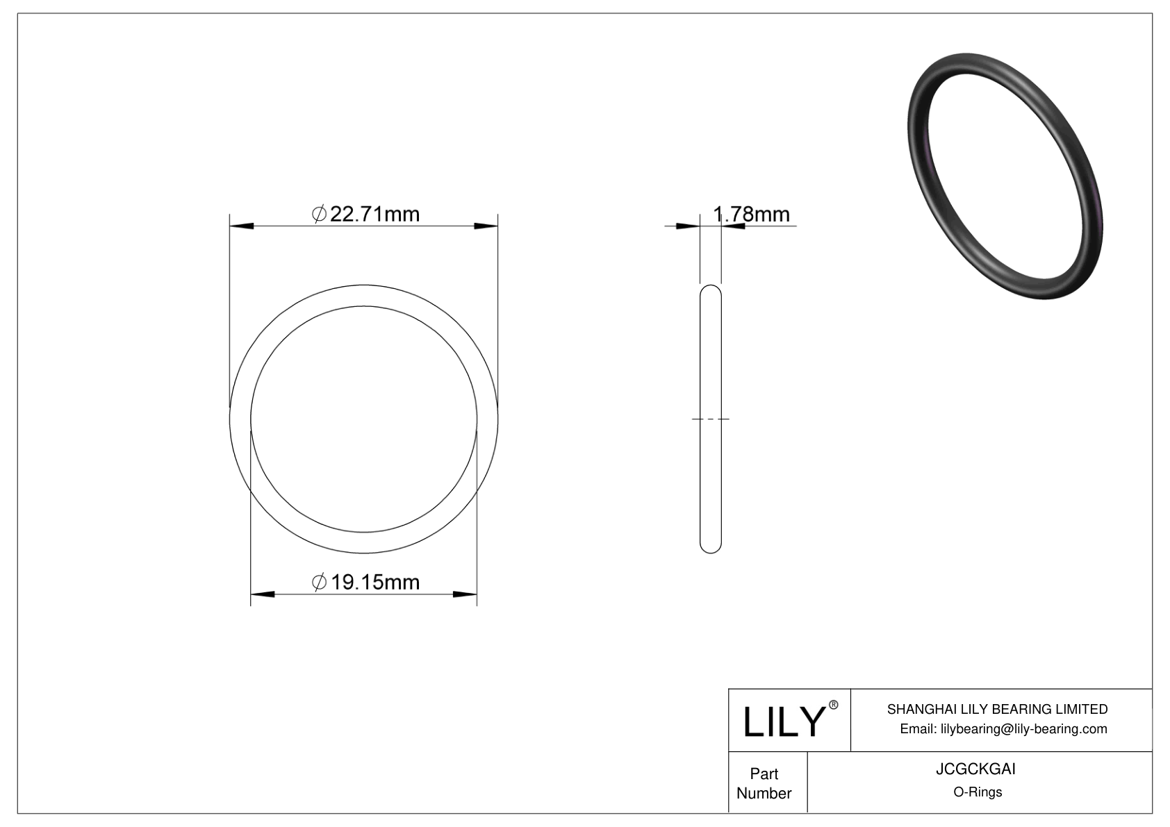 JCGCKGAI Oil Resistant O-Rings Round cad drawing