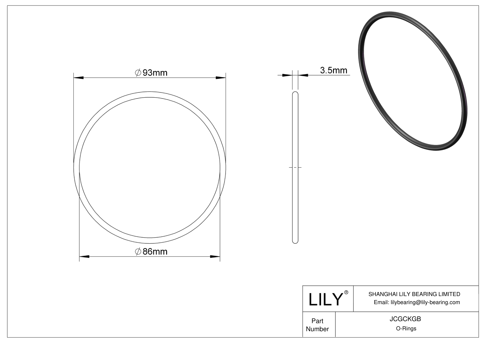 JCGCKGB Juntas tóricas redondas resistentes al aceite cad drawing