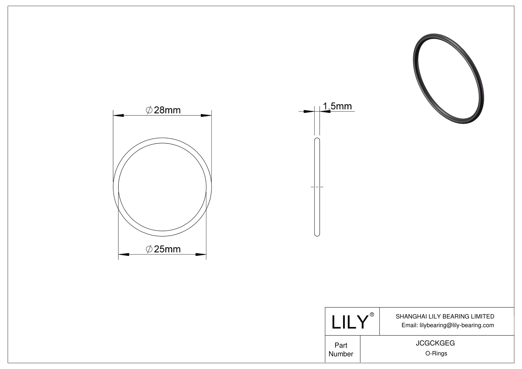 JCGCKGEG Oil Resistant O-Rings Round cad drawing