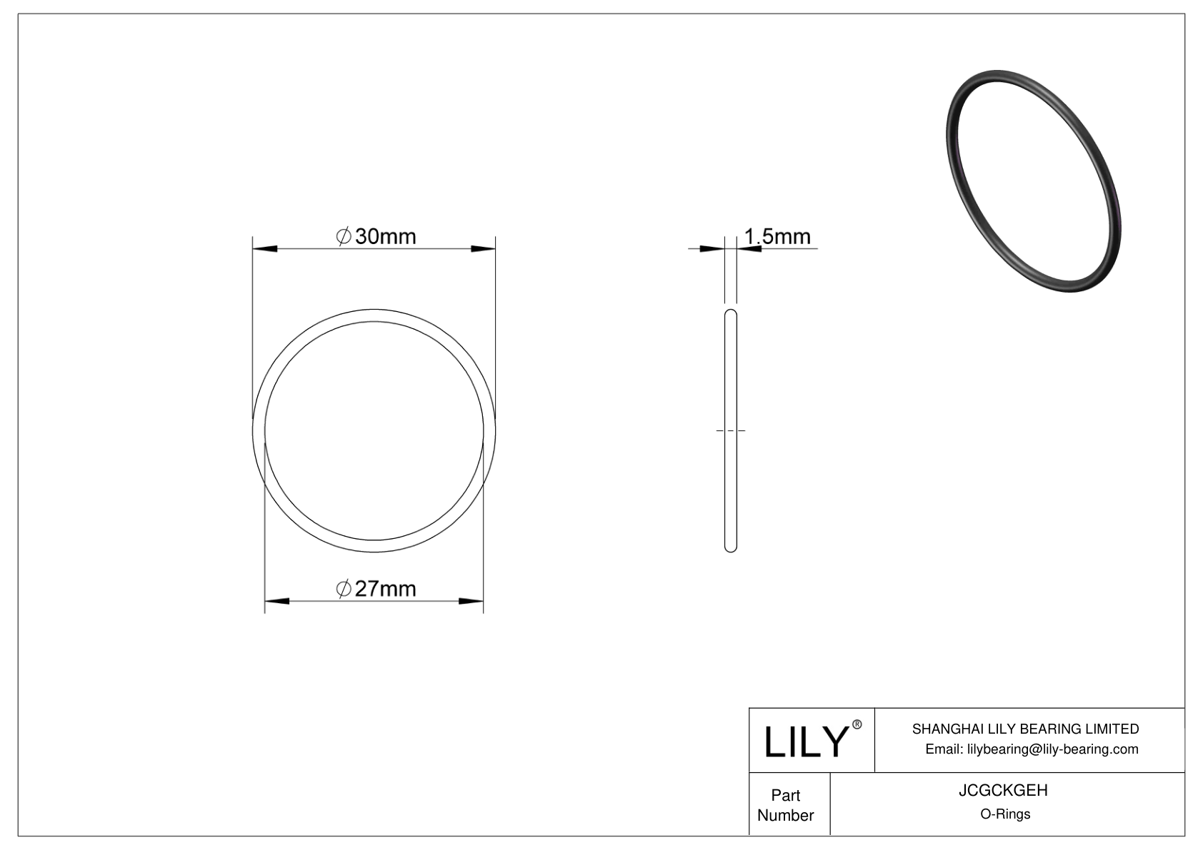 JCGCKGEH Oil Resistant O-Rings Round cad drawing